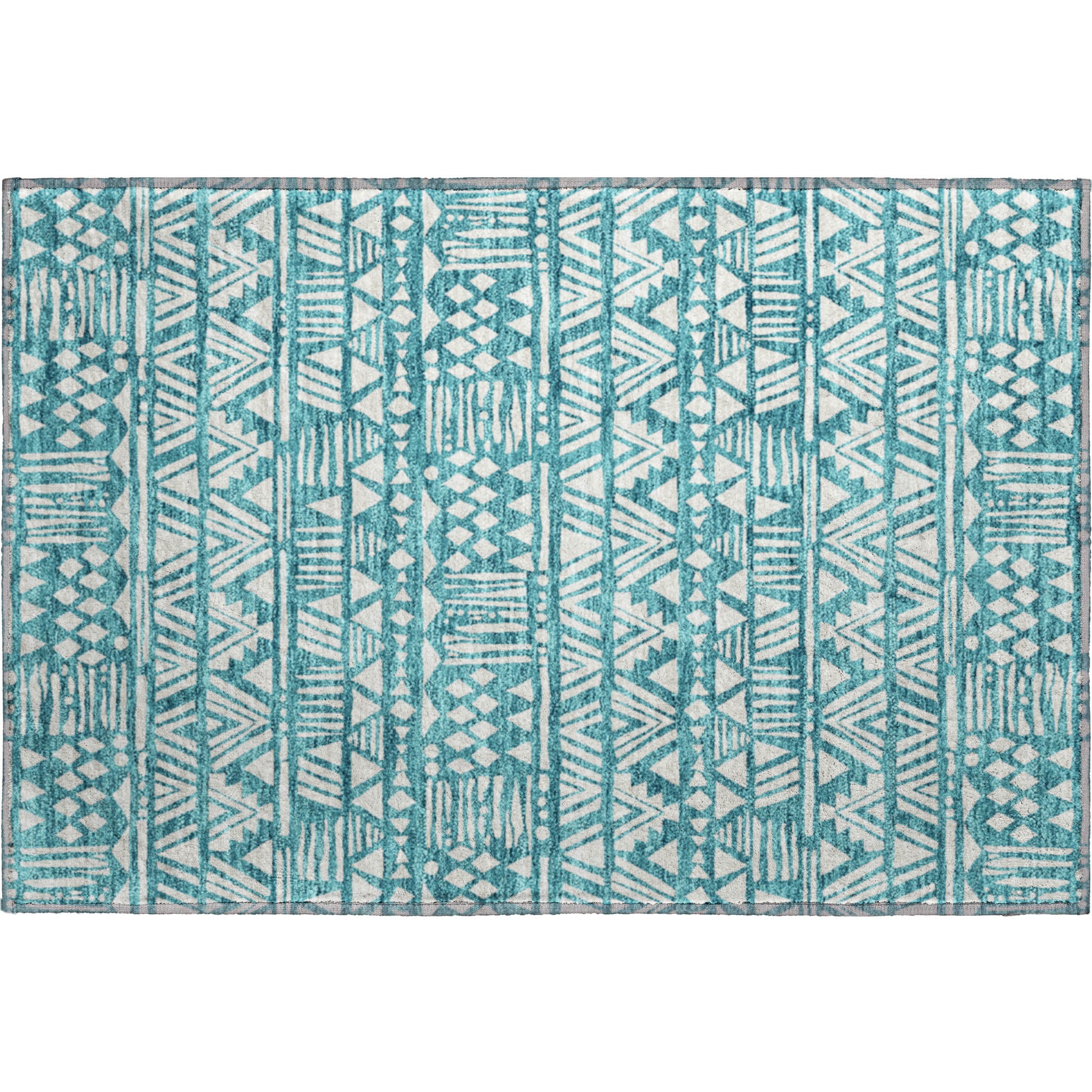Nairobi Machine Washable Transitional Teal Rug 1'8" x 2'6" #shape_Rectangle