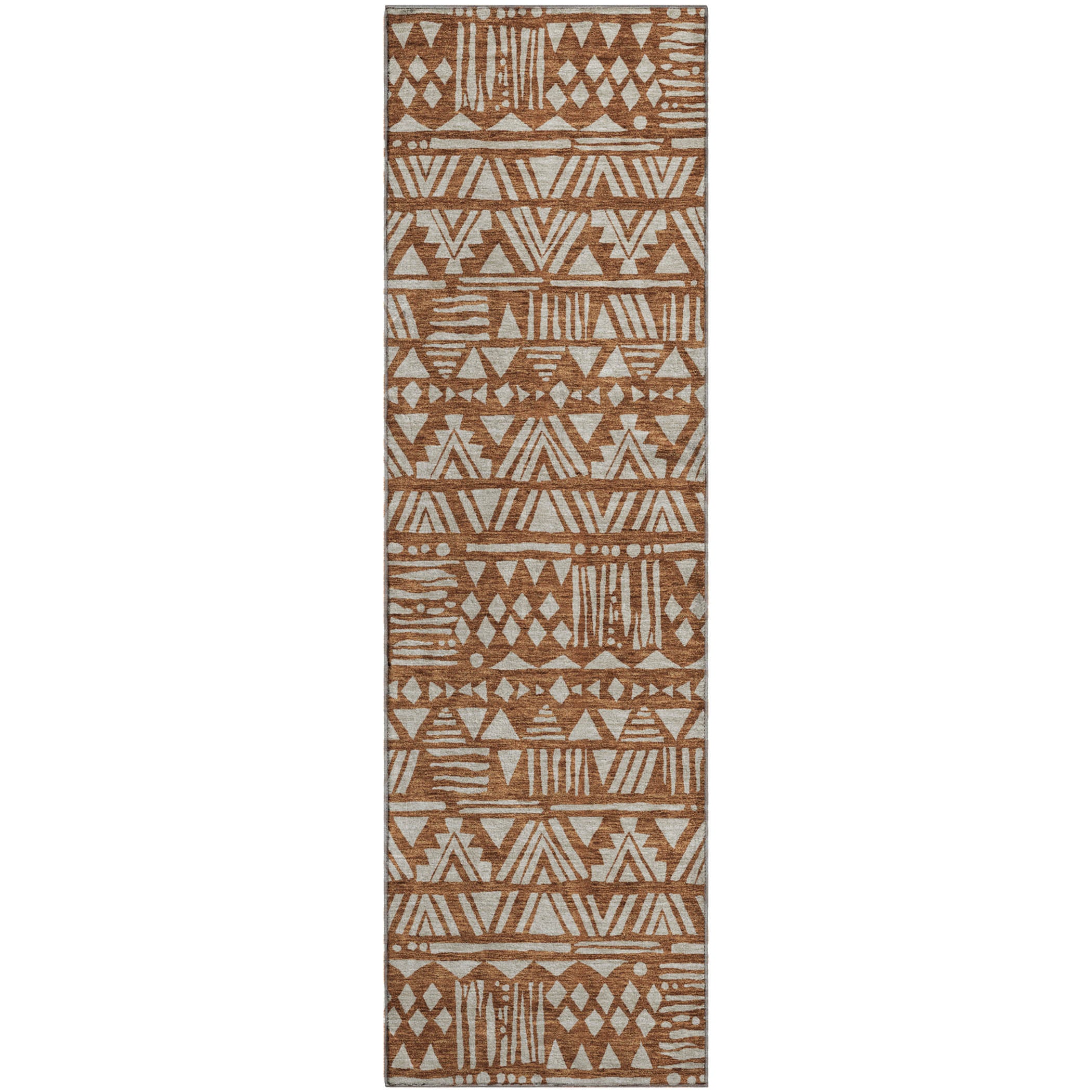 Nairobi Machine Washable Transitional Terracotta Orange Rug 2'3" x 7'6" #shape_Runner