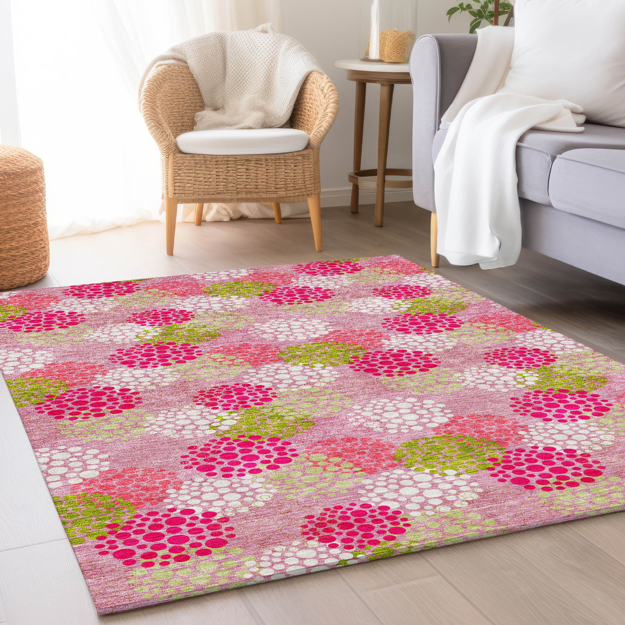 Havana Machine Washable Transitional Pink Rug 2'6" x 3'10" #shape_Rectangle