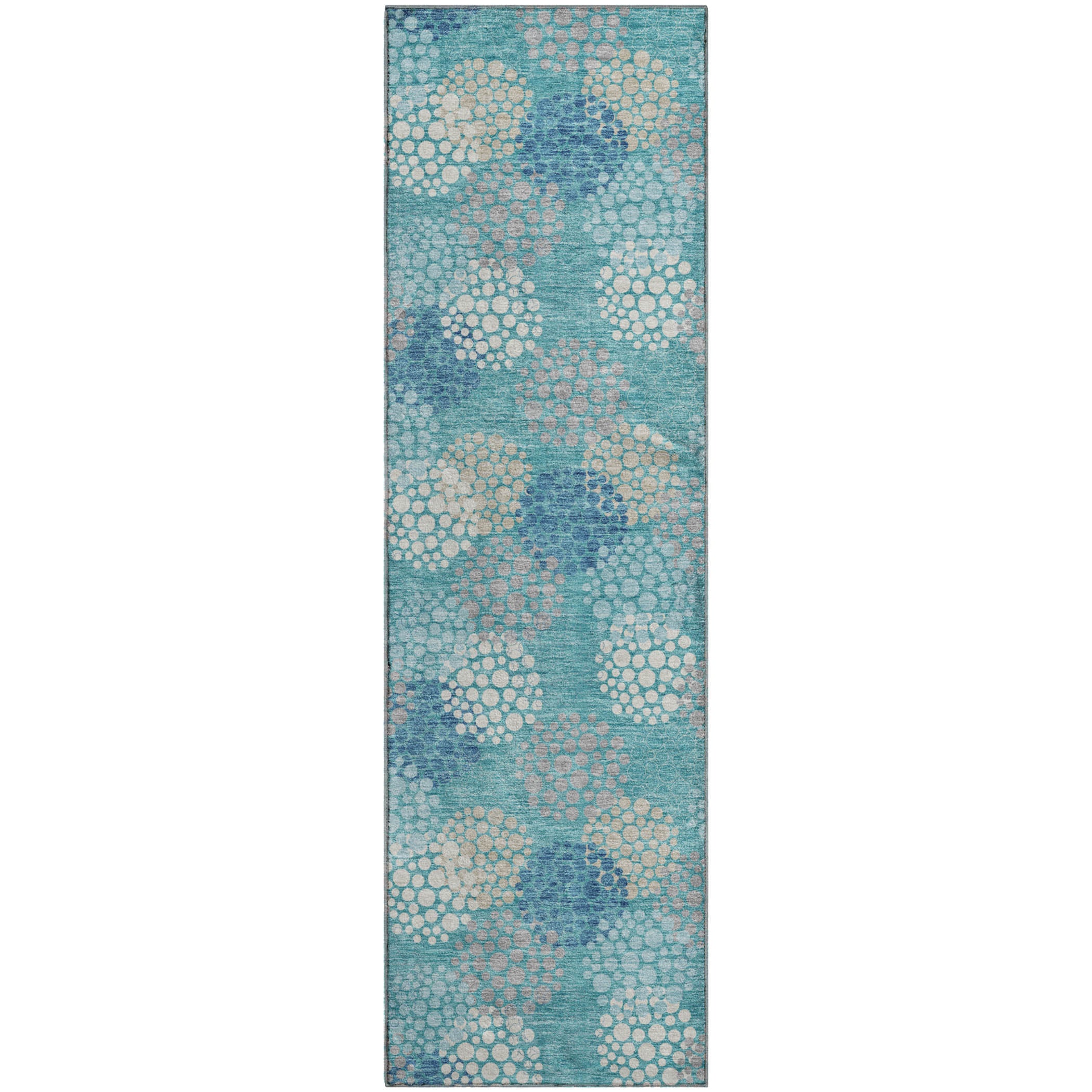 Havana Machine Washable Transitional Teal Rug 2'3" x 7'6" #shape_Runner