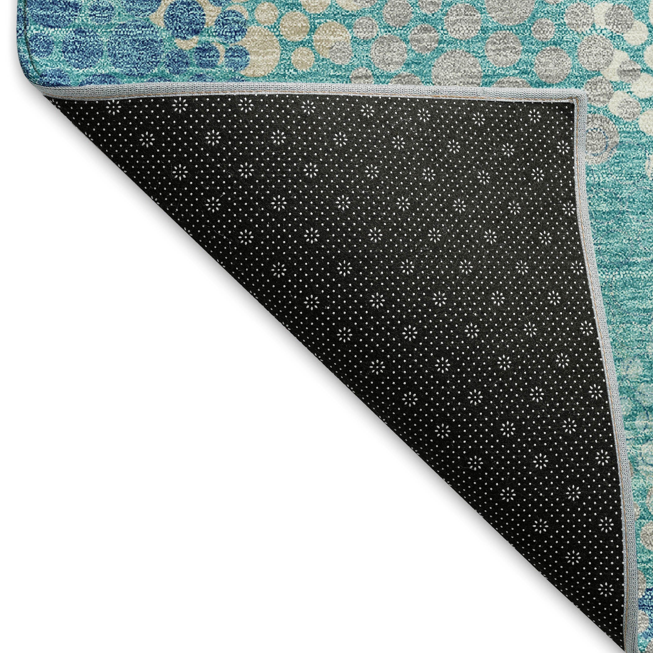 Havana Machine Washable Transitional Teal Rug 1'8" x 2'6" #shape_Rectangle