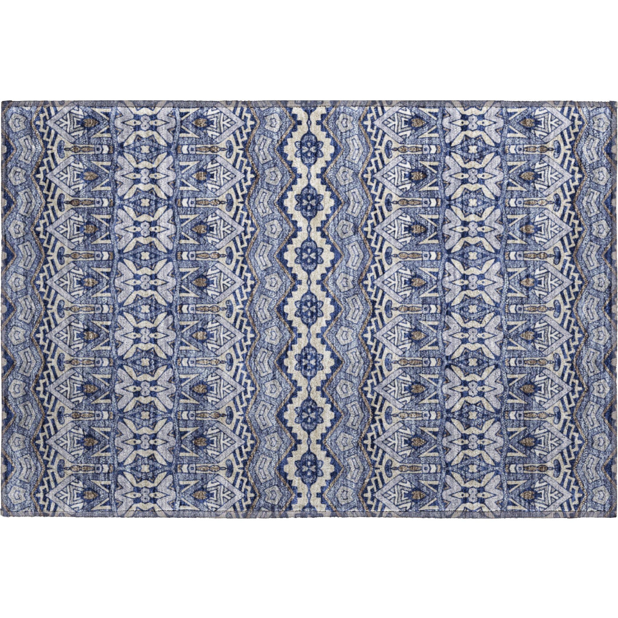 Antigua Machine Washable Transitional Denim Blue Rug 1'8" x 2'6" #shape_Rectangle