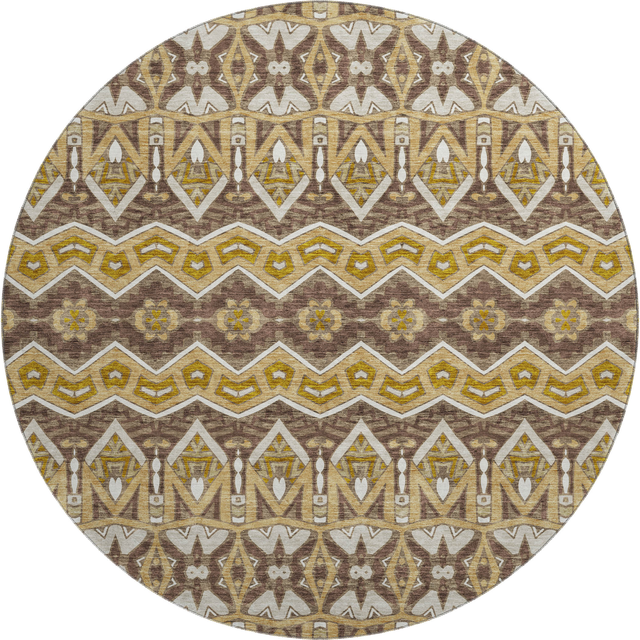 Antigua Machine Washable Transitional Gold Rug 8' x 8' #shape_Round