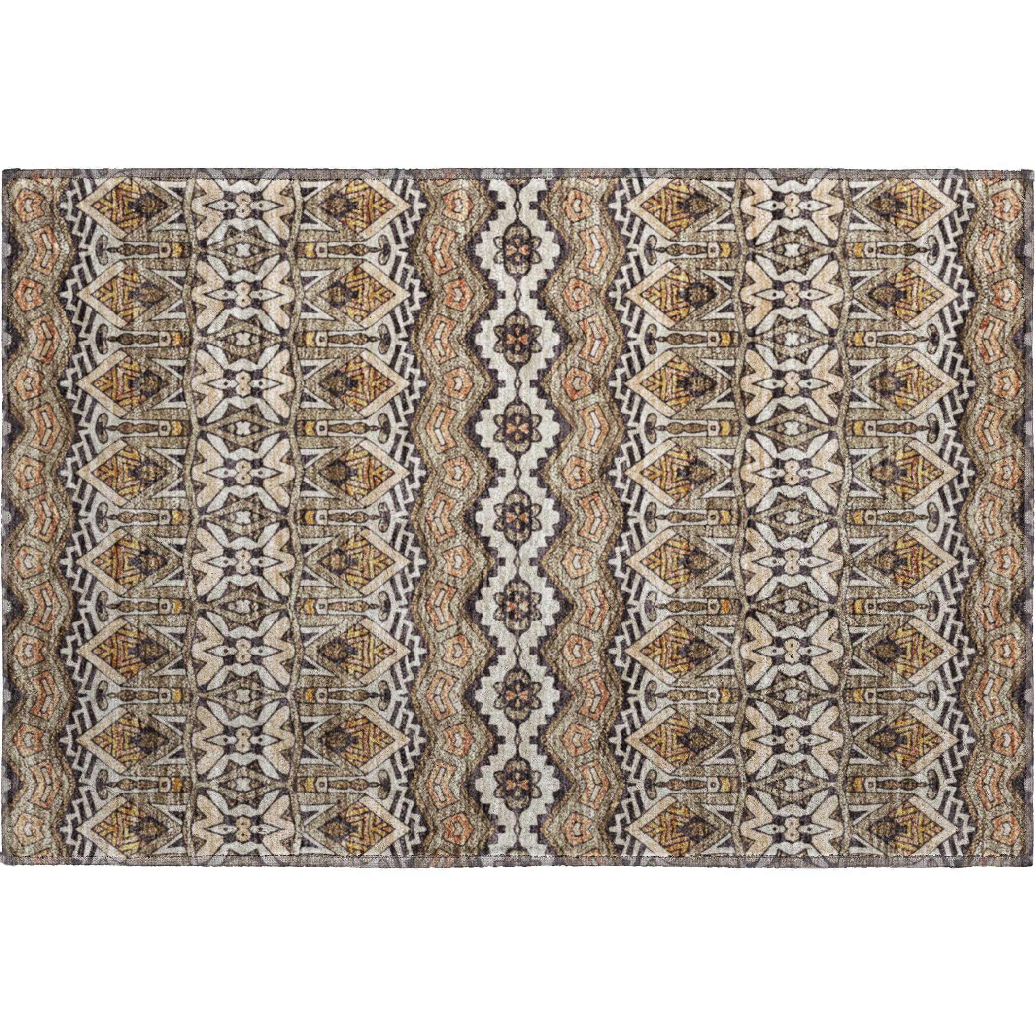 Antigua Machine Washable Transitional Taupe Brown Rug 1'8" x 2'6" #shape_Rectangle