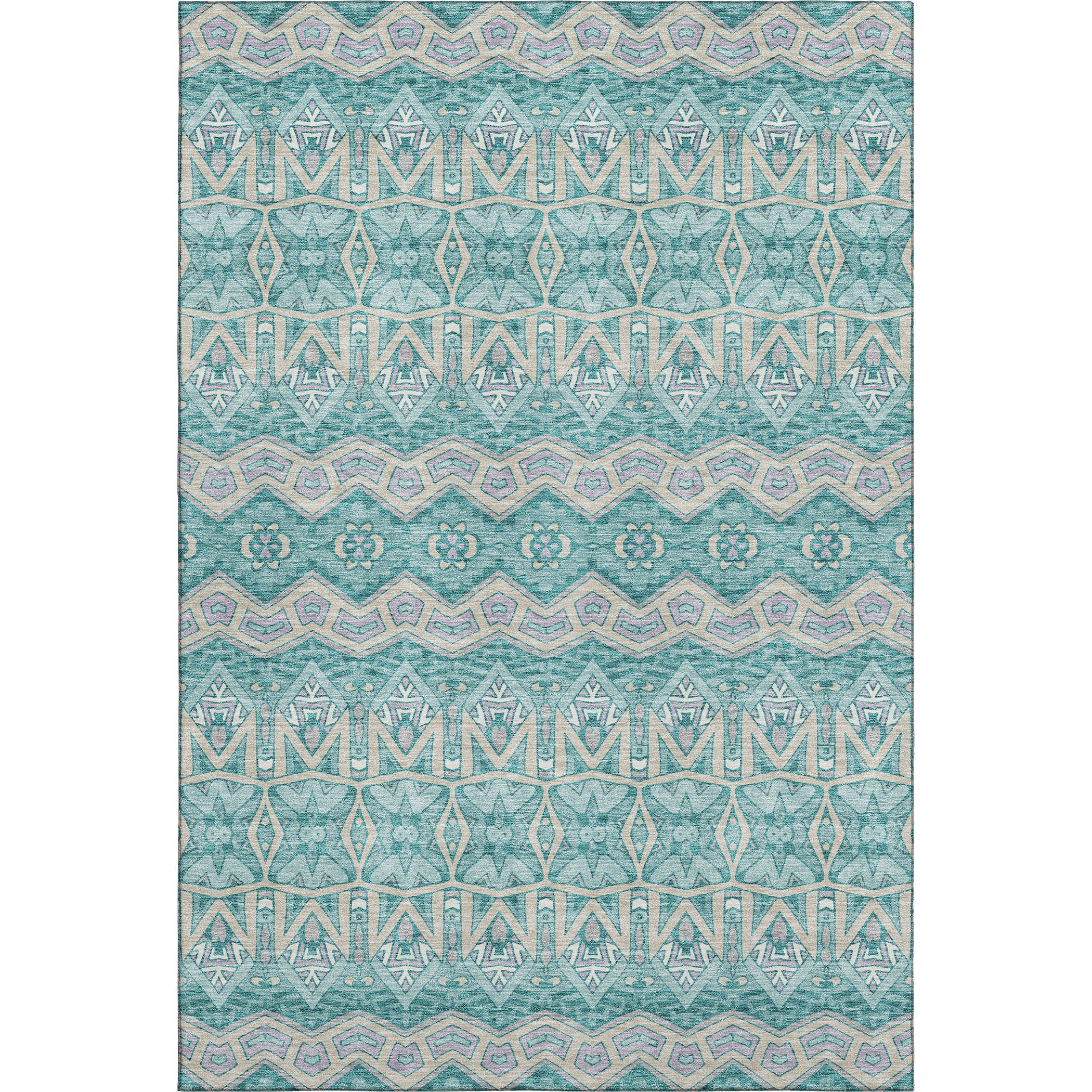 Antigua Machine Washable Transitional Teal Rug 2'6" x 3'10" #shape_Rectangle