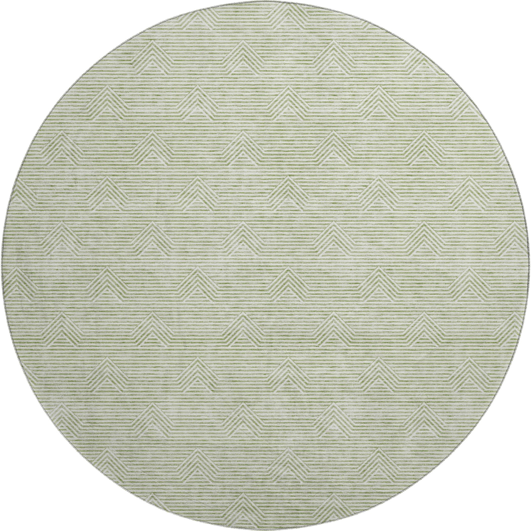Queenstown Machine Washable Transitional Aloe Green Rug 8' x 8' #shape_Round