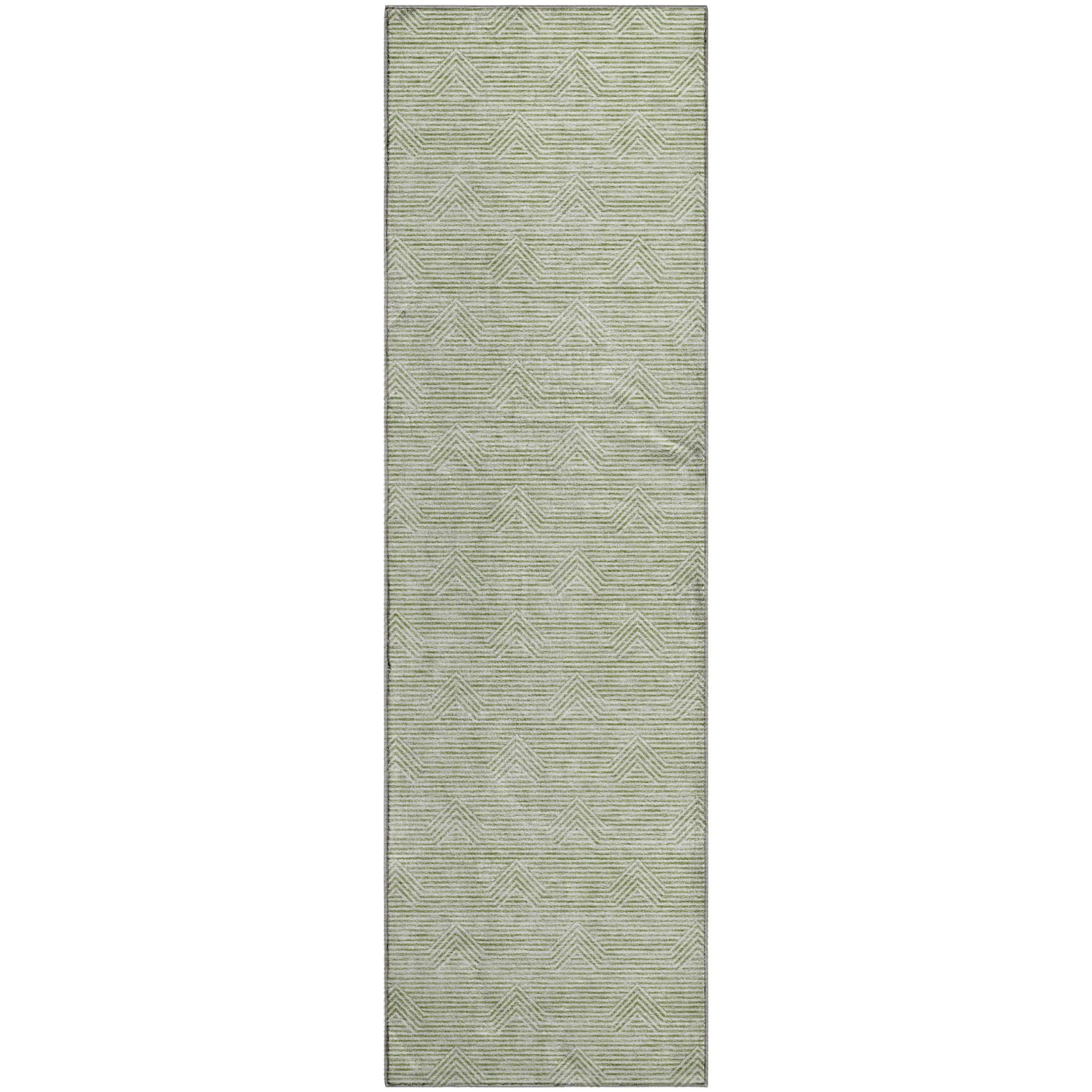 Queenstown Machine Washable Transitional Aloe Green Rug 2'3" x 7'6" #shape_Runner
