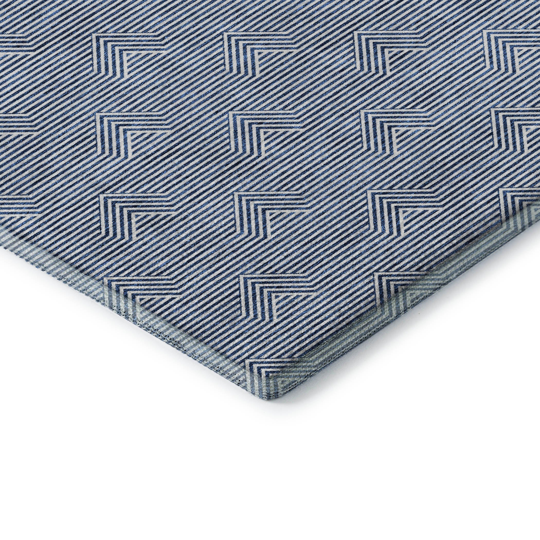 Queenstown Machine Washable Transitional Blue Rug 1'8" x 2'6" #shape_Rectangle
