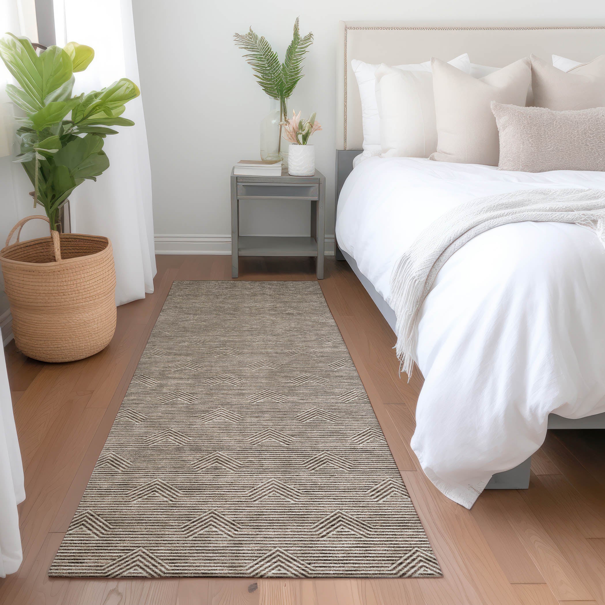 Queenstown Machine Washable Transitional Brown Rug 2'3" x 7'6" #shape_Runner