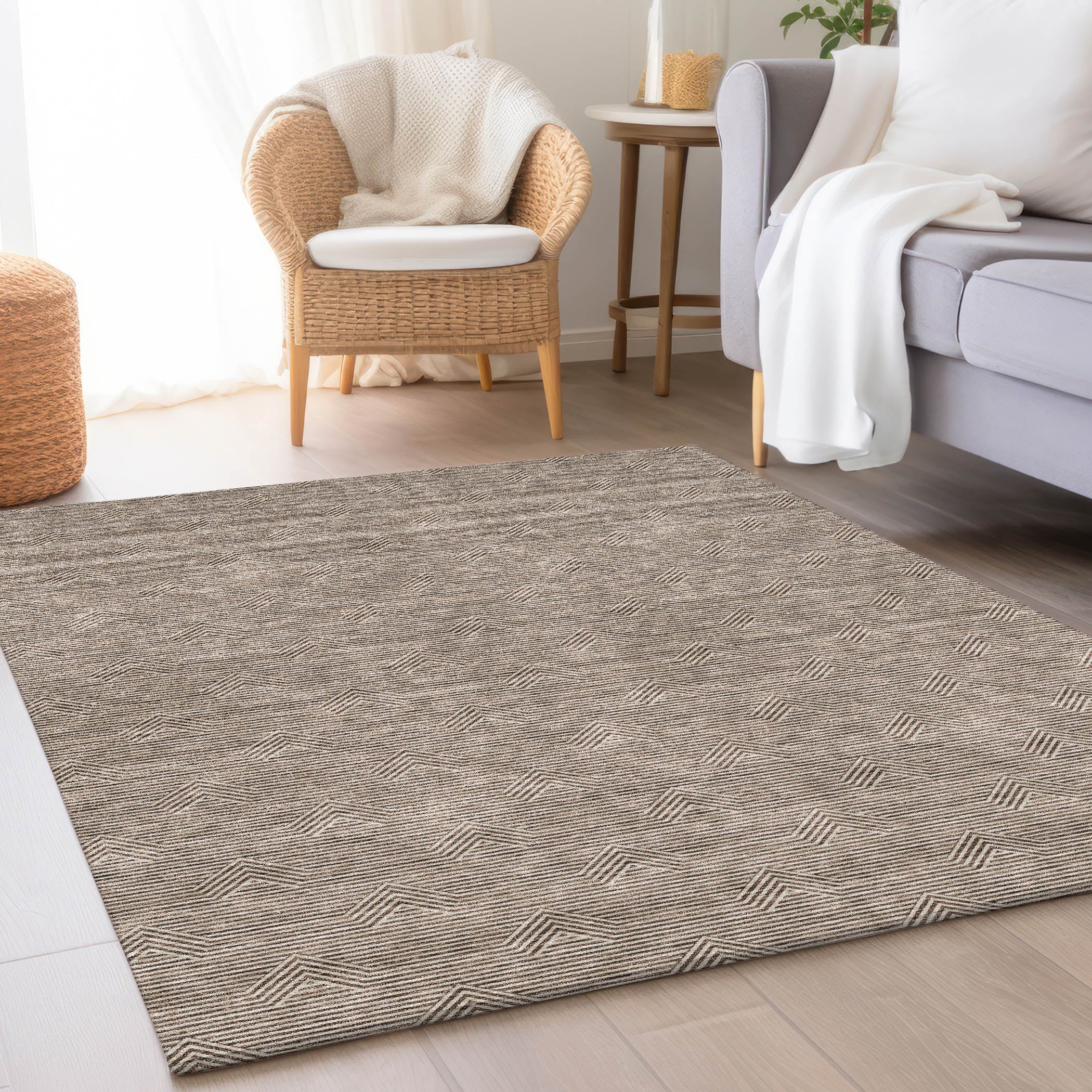 Queenstown Machine Washable Transitional Brown Rug 2'6" x 3'10" #shape_Rectangle
