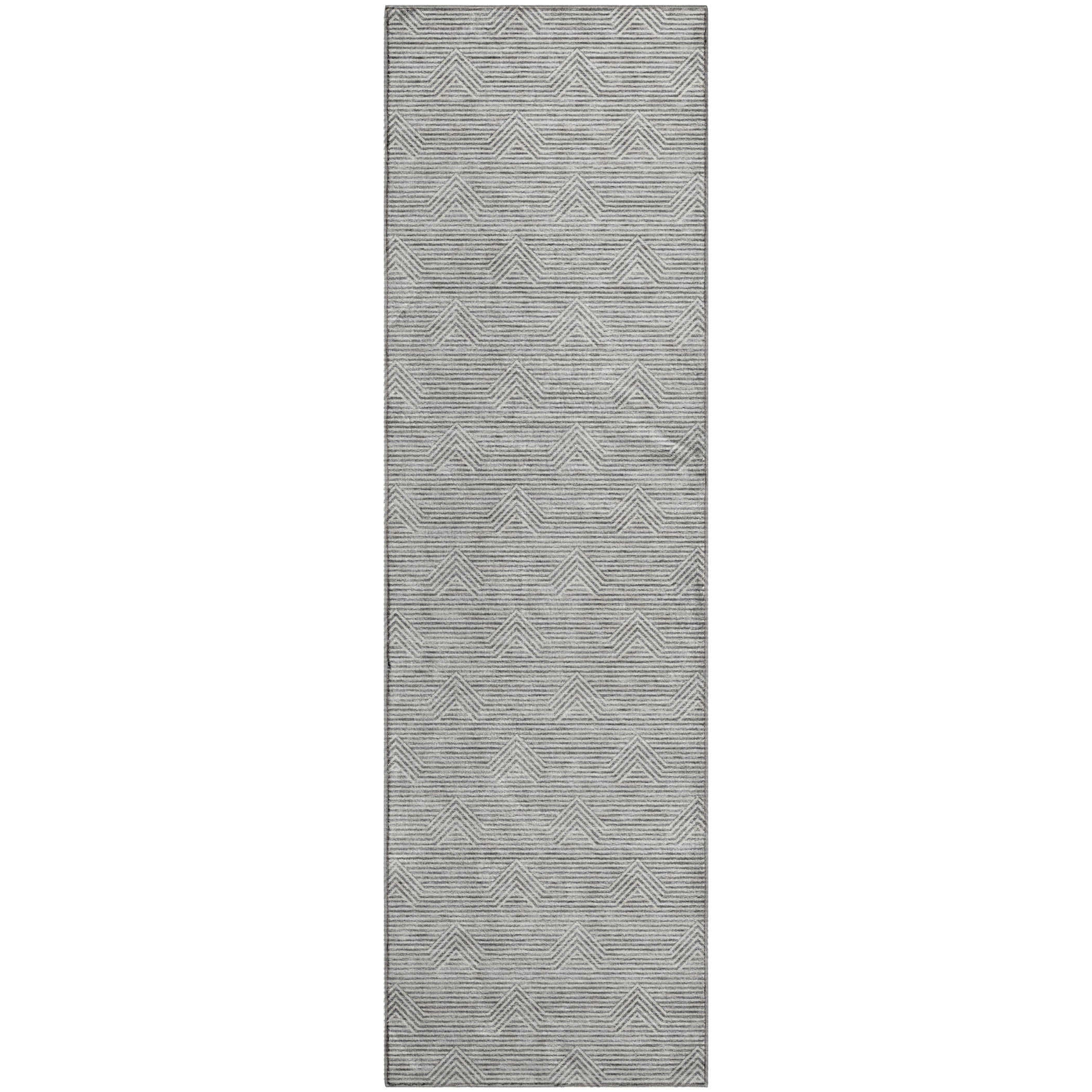 Queenstown Machine Washable Transitional Gray Rug 2'3" x 7'6" #shape_Runner