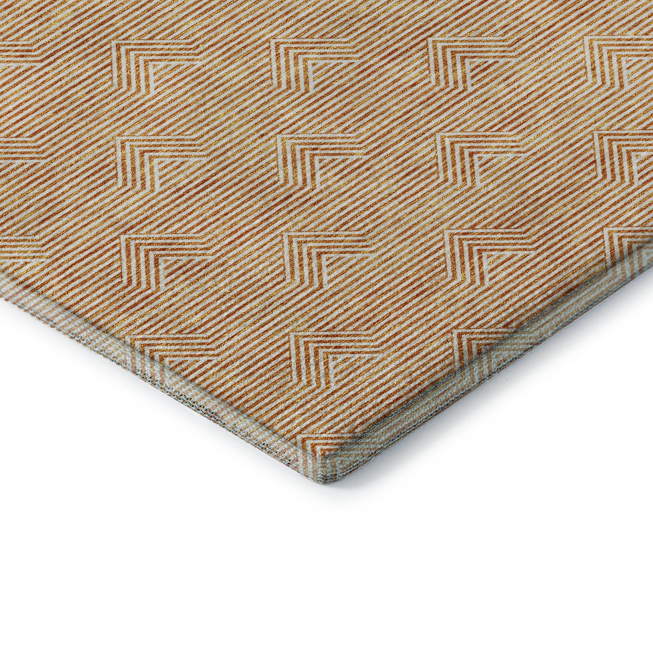 Queenstown Machine Washable Transitional Orange Rug 1'8" x 2'6" #shape_Rectangle