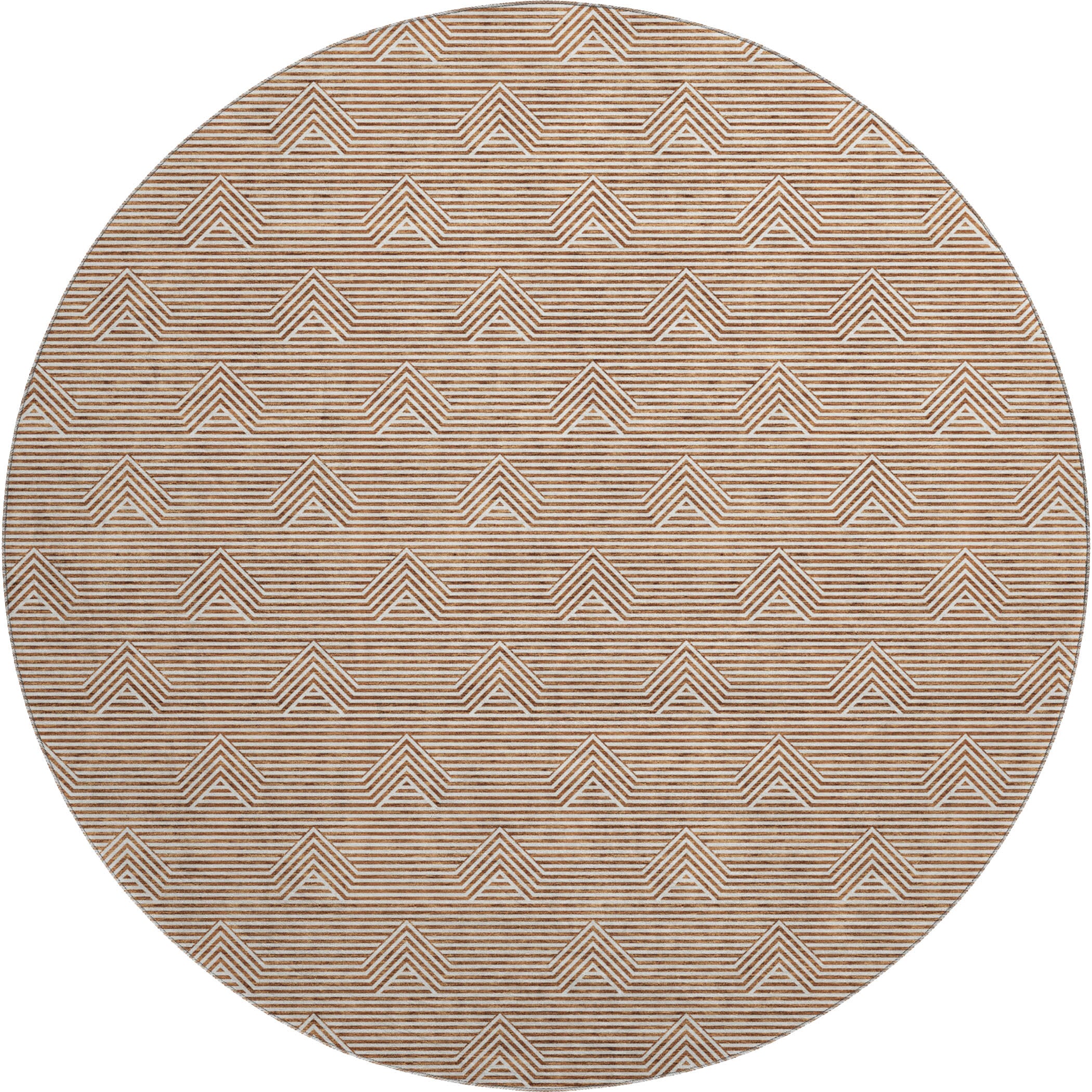 Queenstown Machine Washable Transitional Paprika Orange Rug 8' x 8' #shape_Round