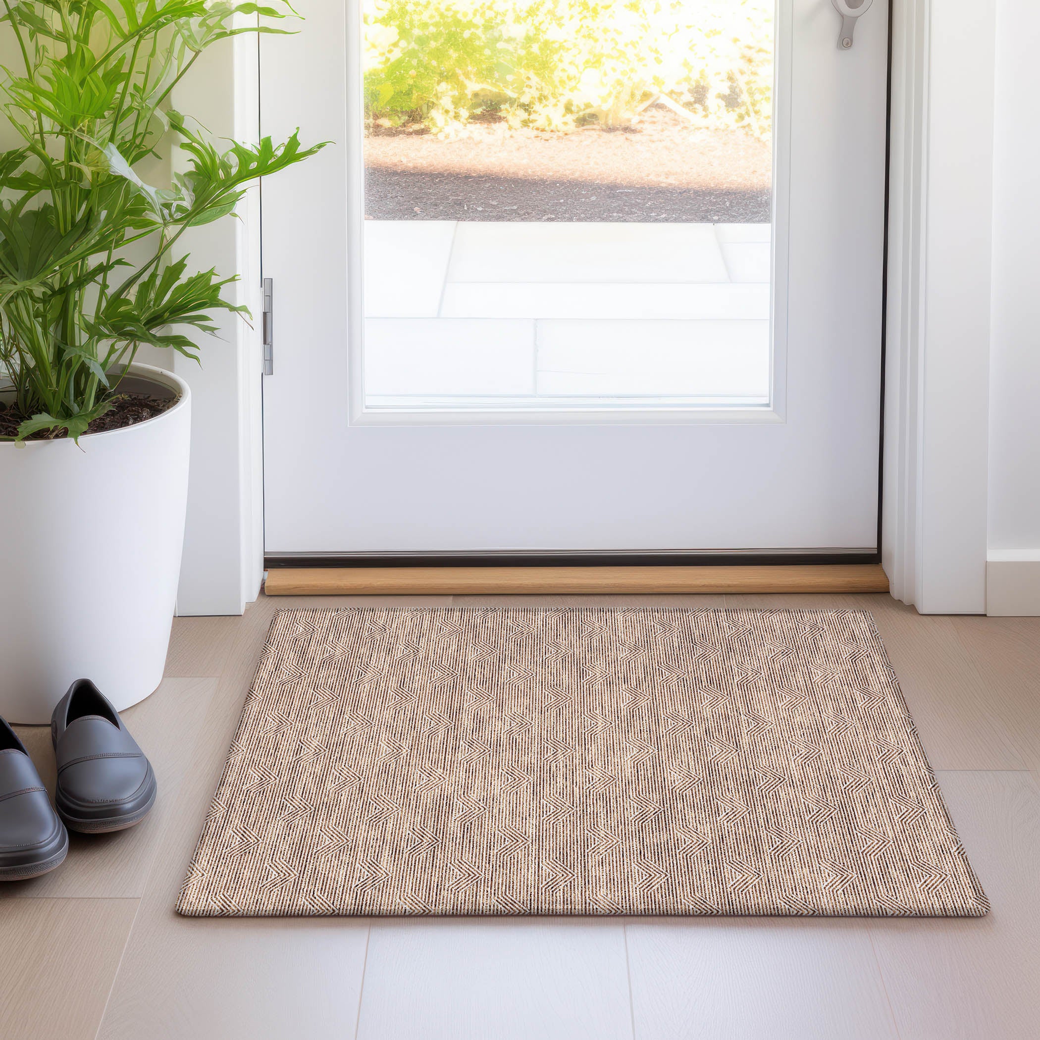 Queenstown Machine Washable Transitional Paprika Orange Rug 1'8" x 2'6" #shape_Rectangle