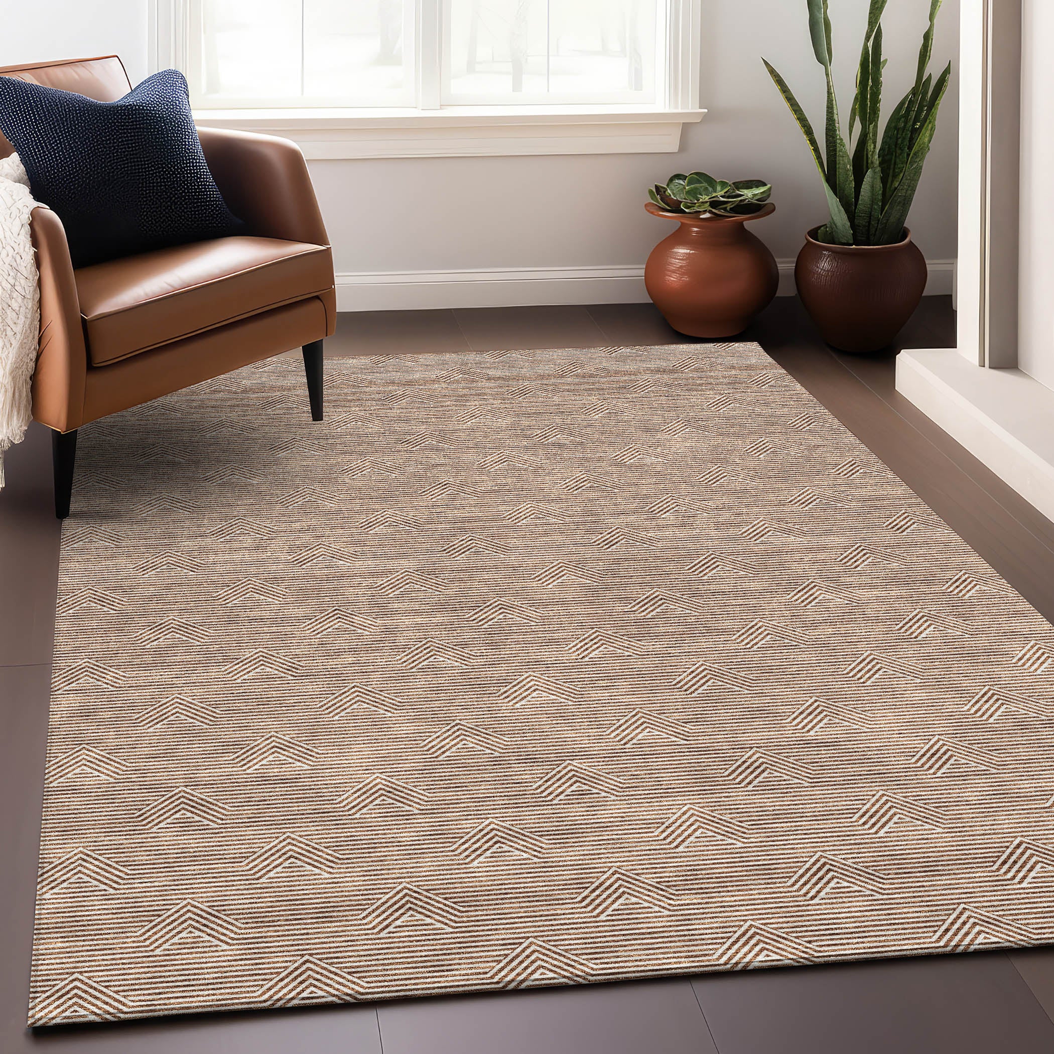 Queenstown Machine Washable Transitional Paprika Orange Rug 2'6" x 3'10" #shape_Rectangle