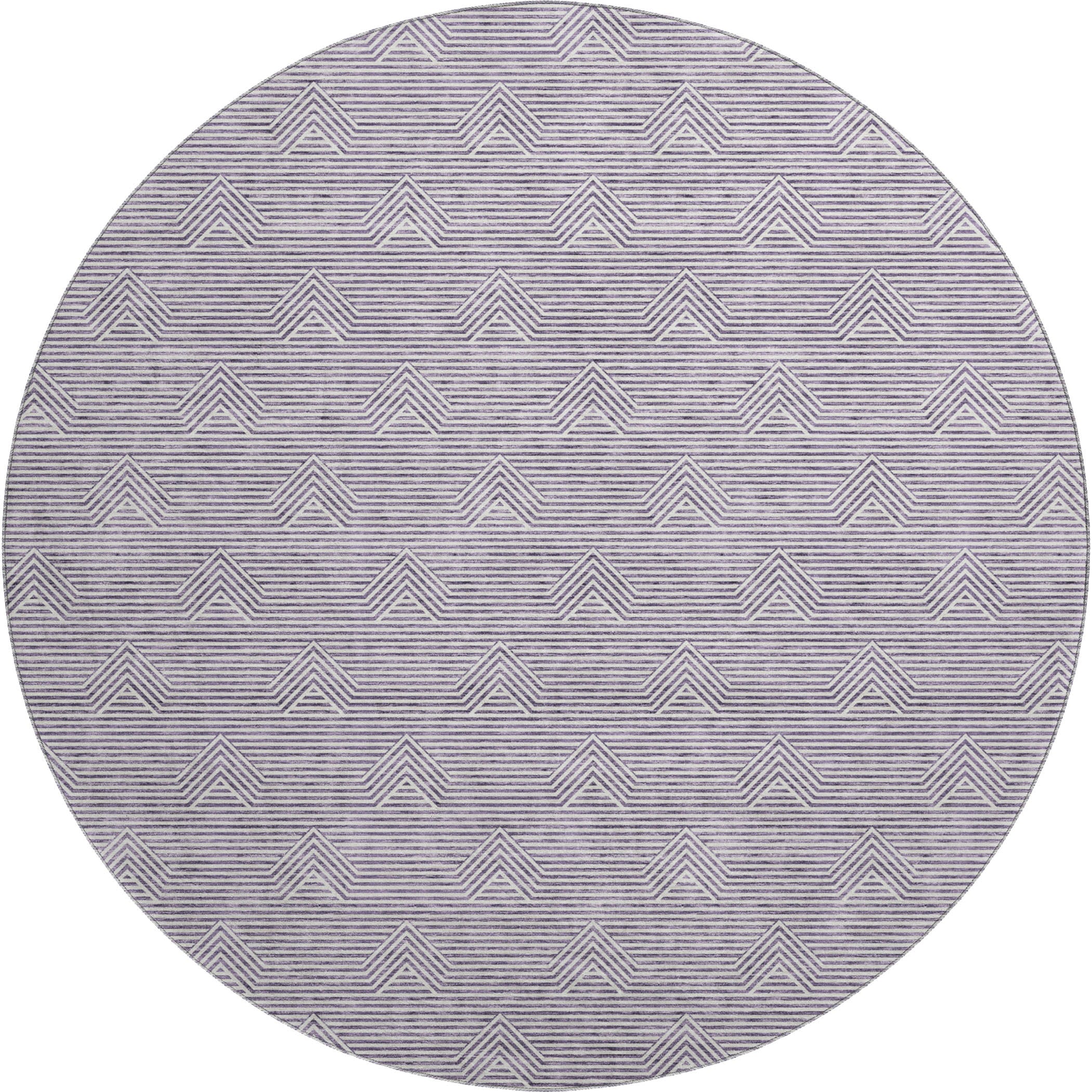 Queenstown Machine Washable Transitional Purple Rug 8' x 8' #shape_Round