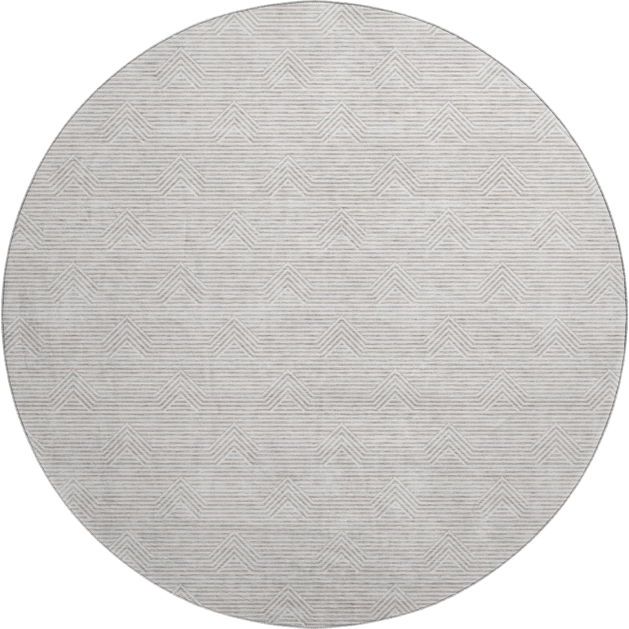 Queenstown Machine Washable Transitional Taupe Brown Rug 8' x 8' #shape_Round