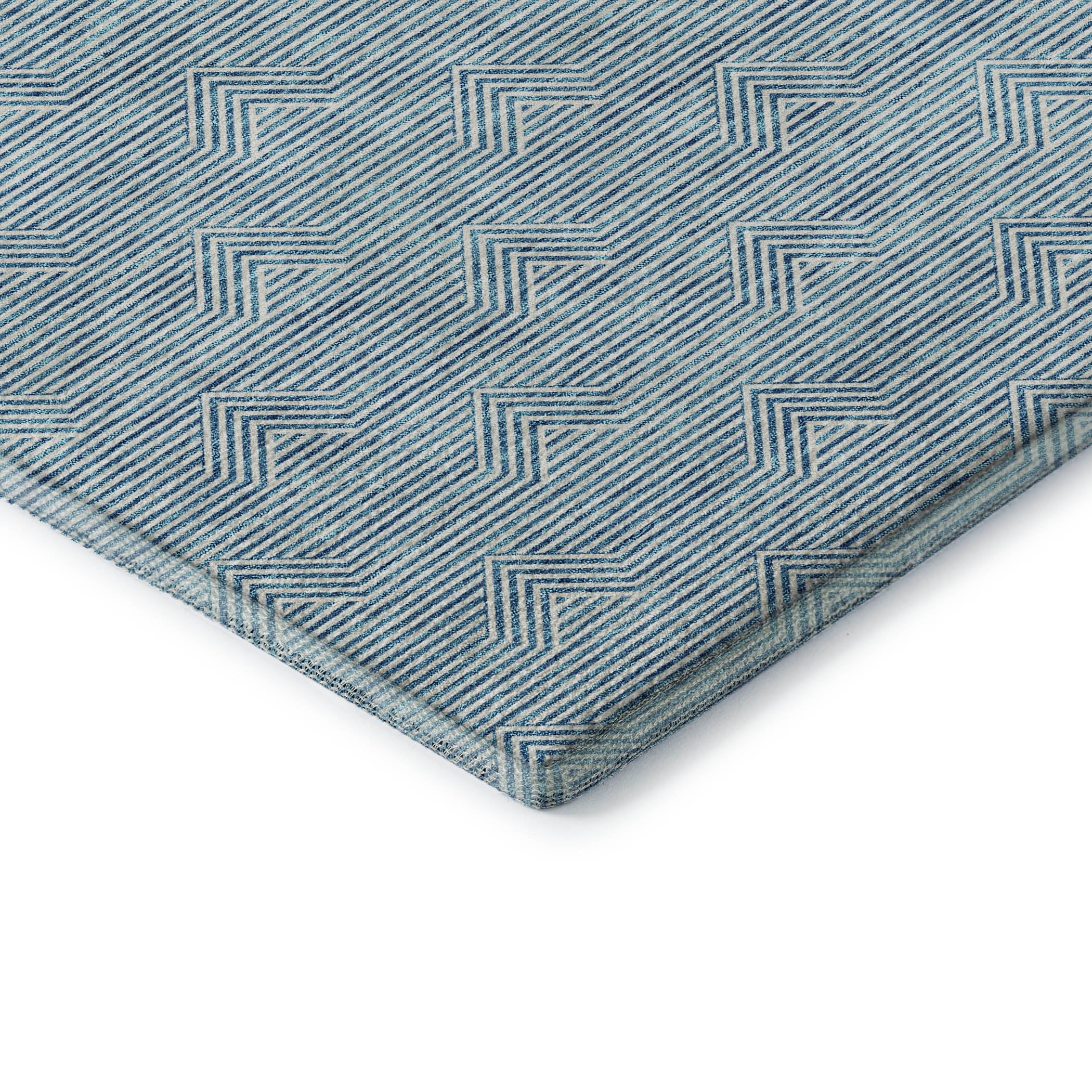 Queenstown Machine Washable Transitional Teal Rug 1'8" x 2'6" #shape_Rectangle