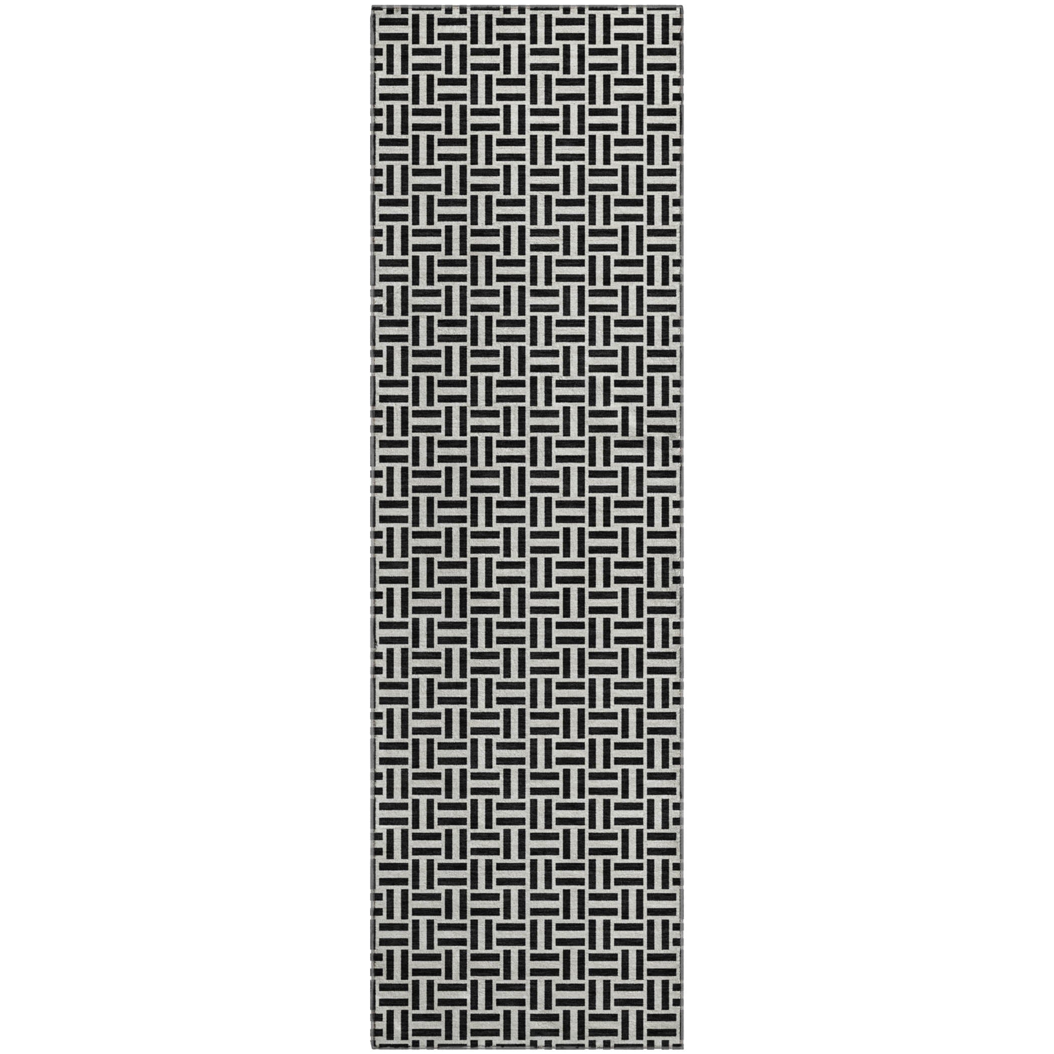 Oaxaca Machine Washable Transitional Black Rug 2'3" x 7'6" #shape_Runner