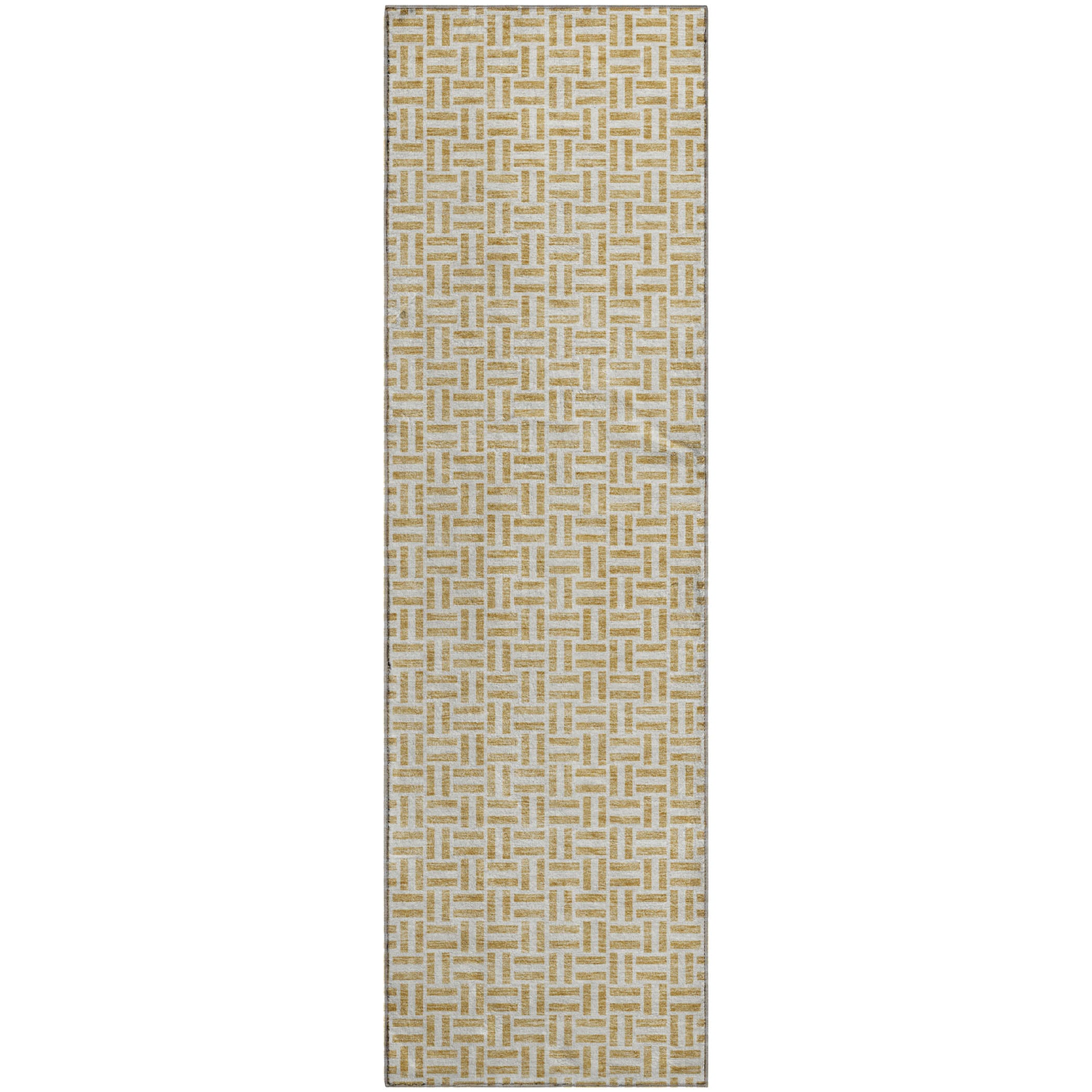 Oaxaca Machine Washable Transitional Gold Rug 2'3" x 7'6" #shape_Runner
