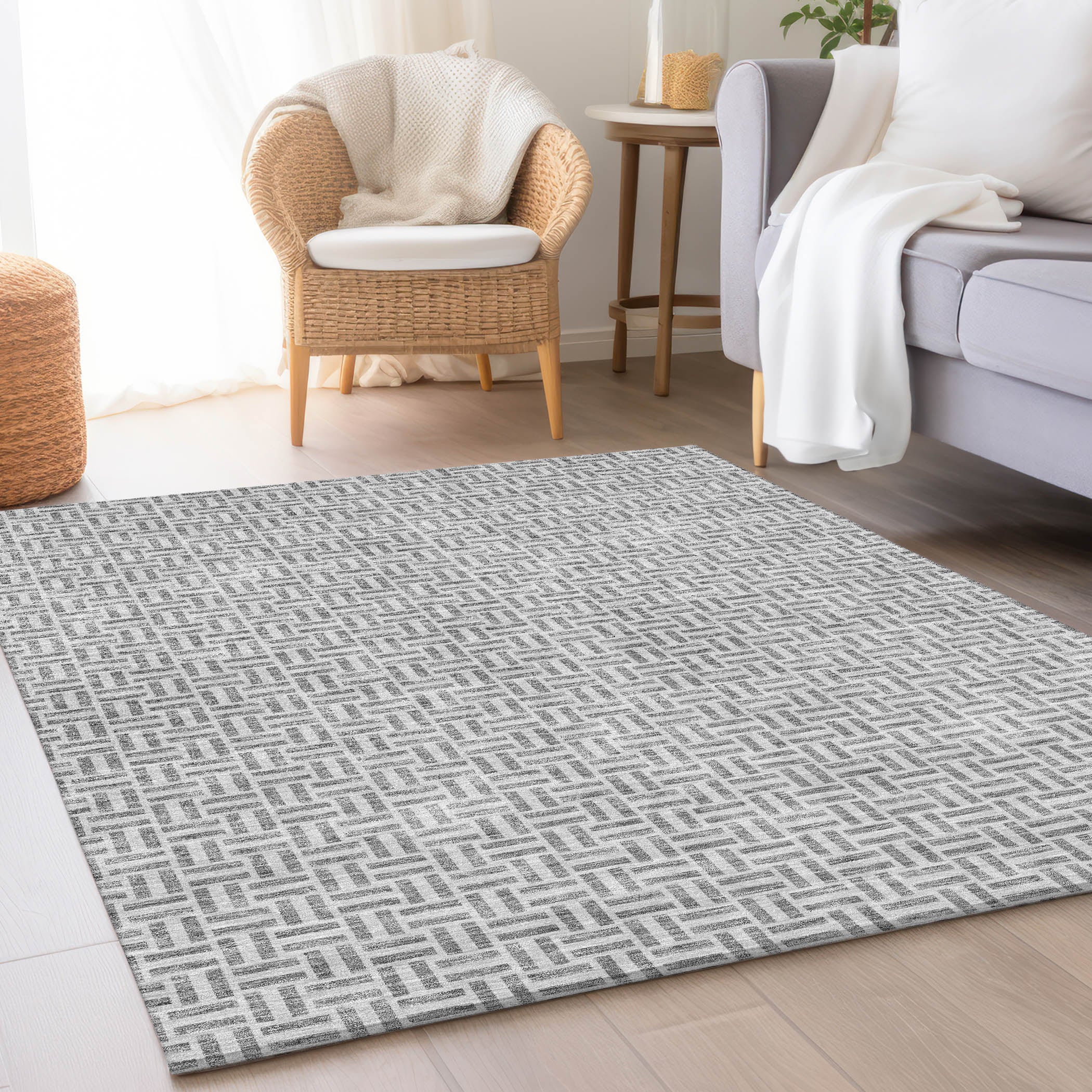 Oaxaca Machine Washable Transitional Gray Rug 2'6" x 3'10" #shape_Rectangle