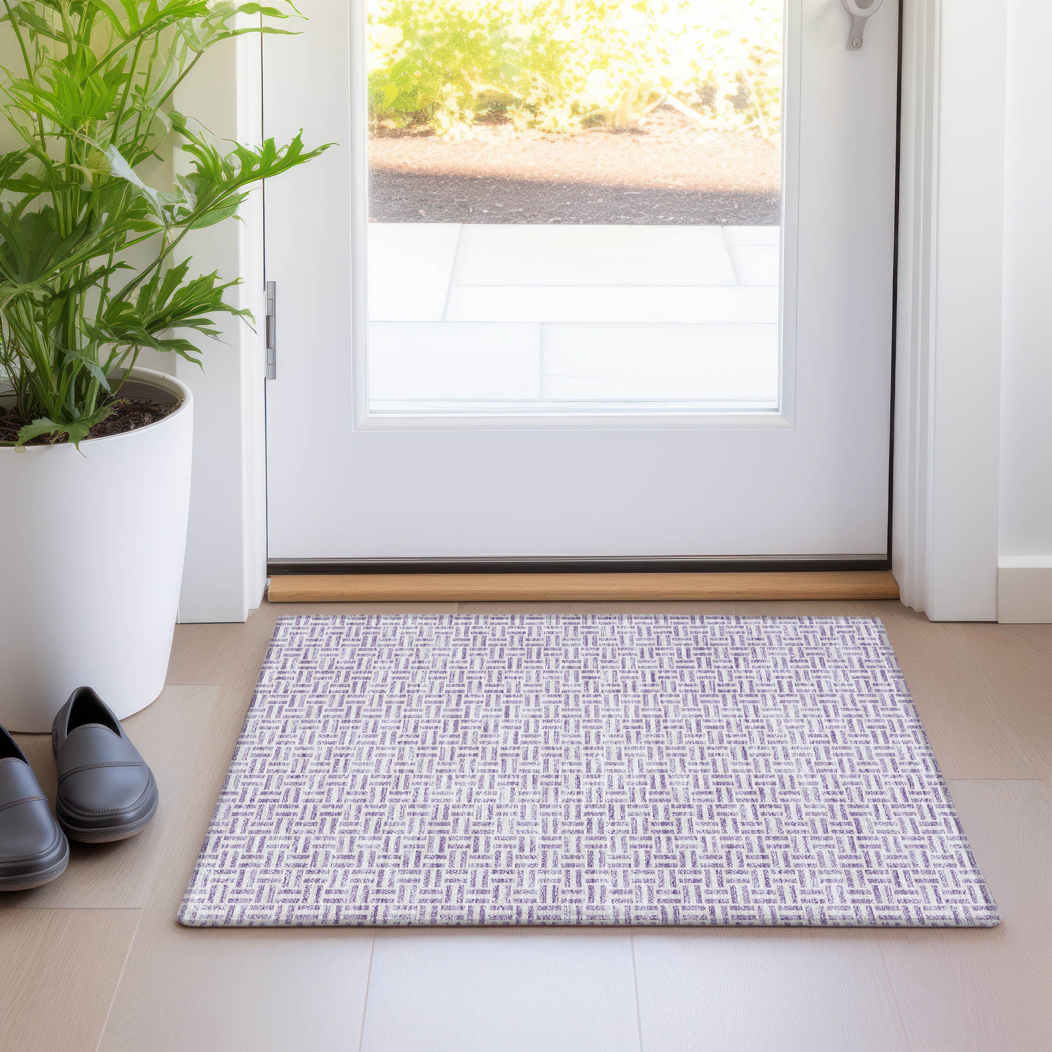 Oaxaca Machine Washable Transitional Lavender Purple Rug 1'8" x 2'6" #shape_Rectangle