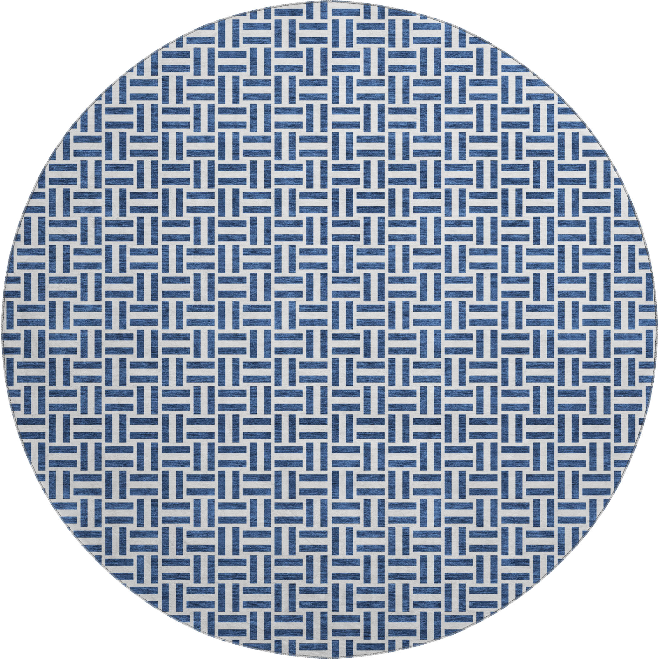 Oaxaca Machine Washable Transitional Navy Blue Rug 8' x 8' #shape_Round