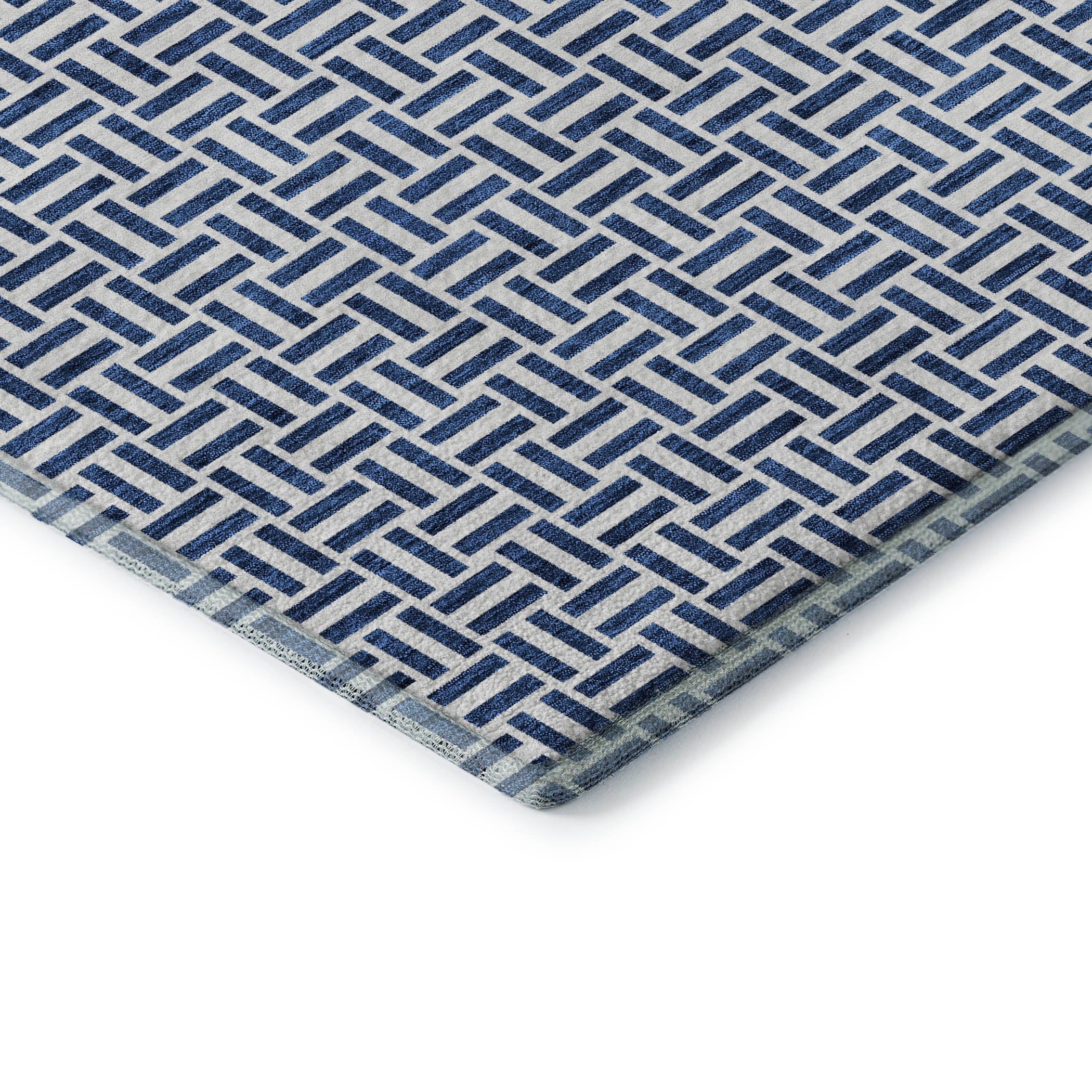 Oaxaca Machine Washable Transitional Navy Blue Rug 1'8" x 2'6" #shape_Rectangle