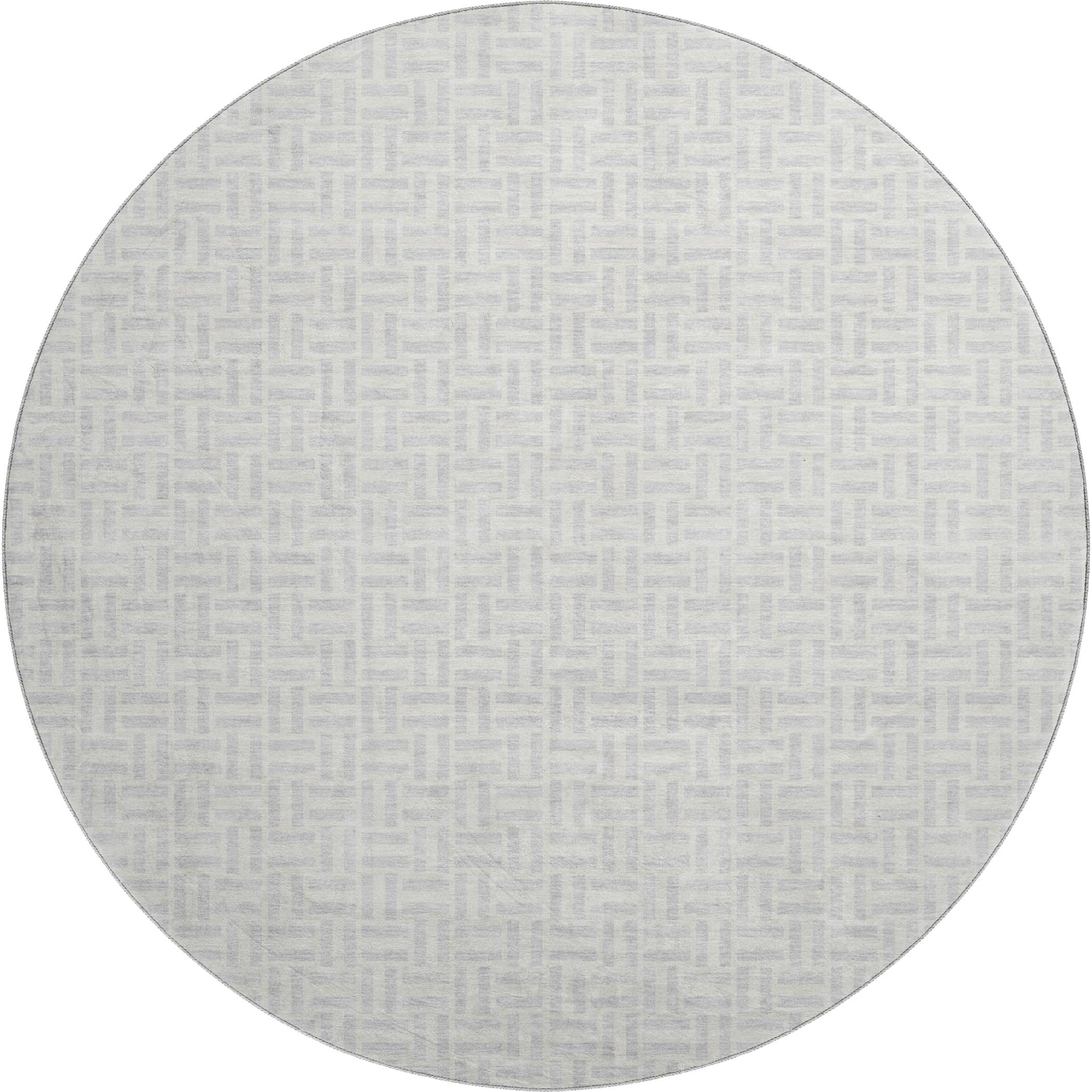 Oaxaca Machine Washable Transitional Silver Gray Rug 8' x 8' #shape_Round