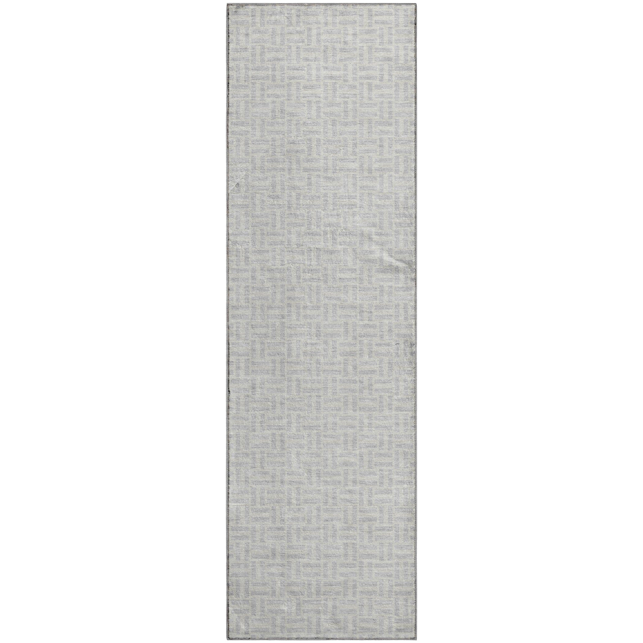 Oaxaca Machine Washable Transitional Silver Gray Rug 2'3" x 7'6" #shape_Runner