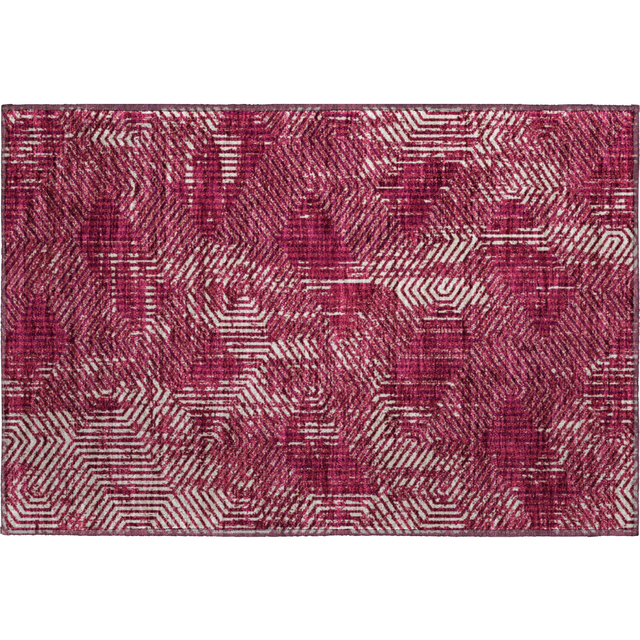 Bern Machine Washable Transitional Burgundy Red Rug 1'8" x 2'6" #shape_Rectangle