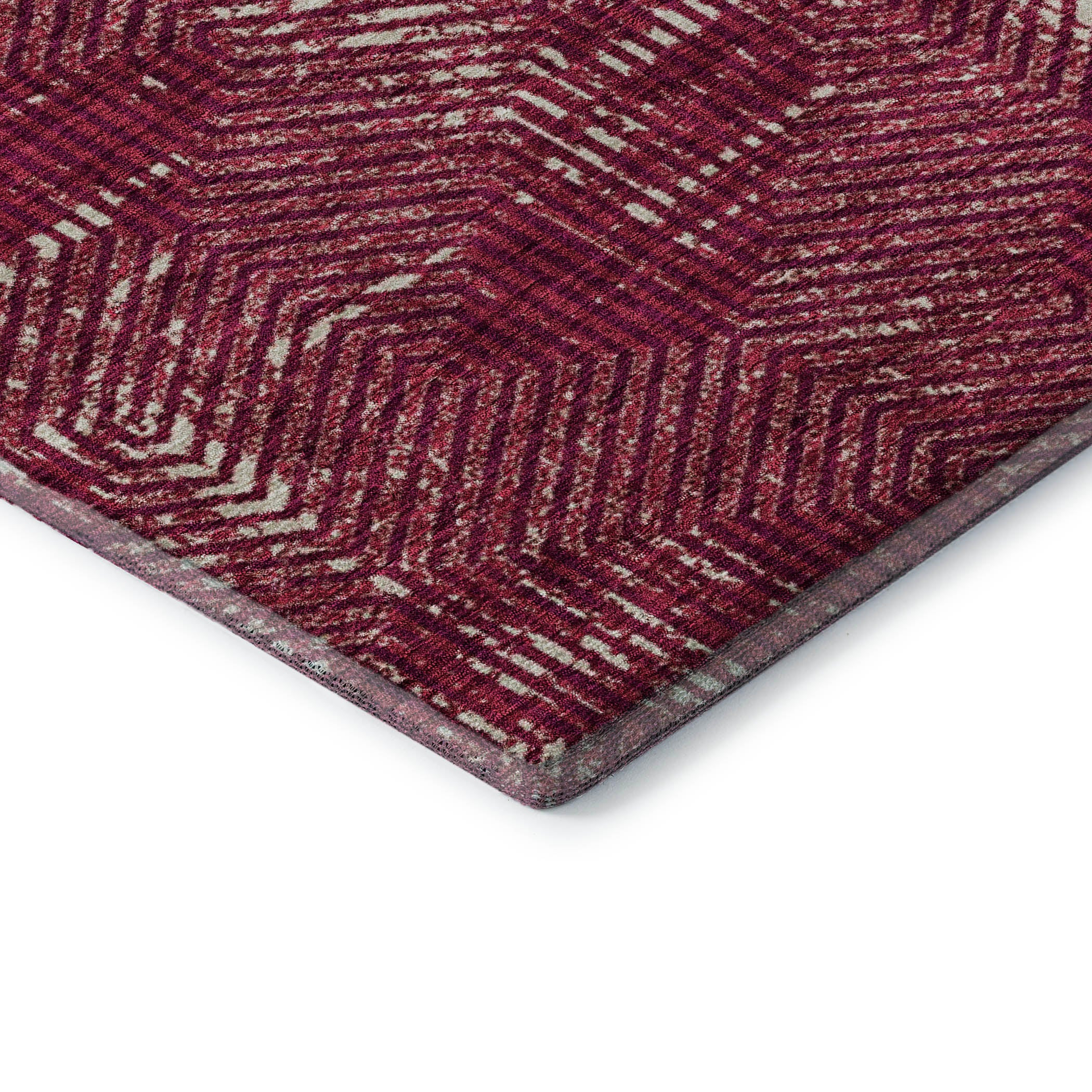 Bern Machine Washable Transitional Burgundy Red Rug 1'8" x 2'6" #shape_Rectangle
