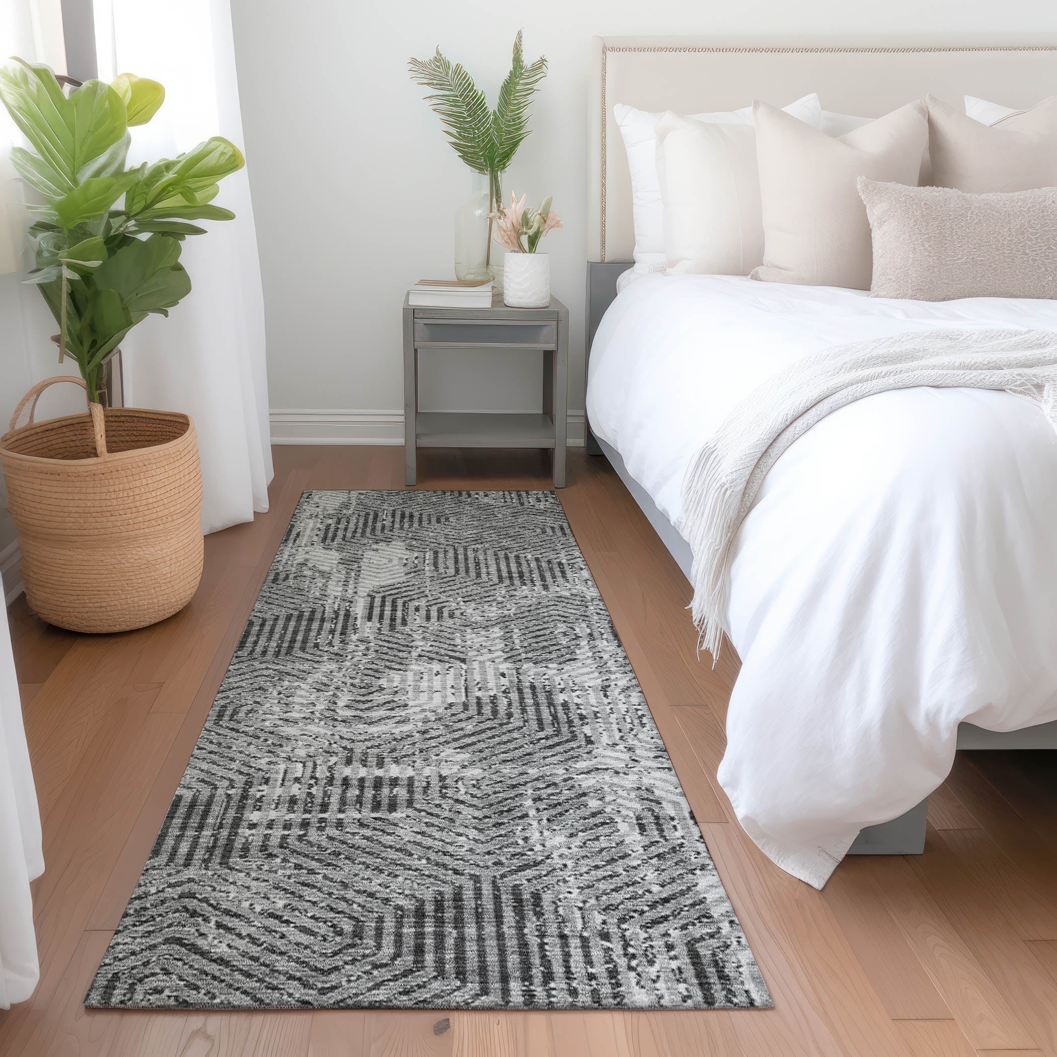 Bern Machine Washable Transitional Gray Rug 2'3" x 7'6" #shape_Runner