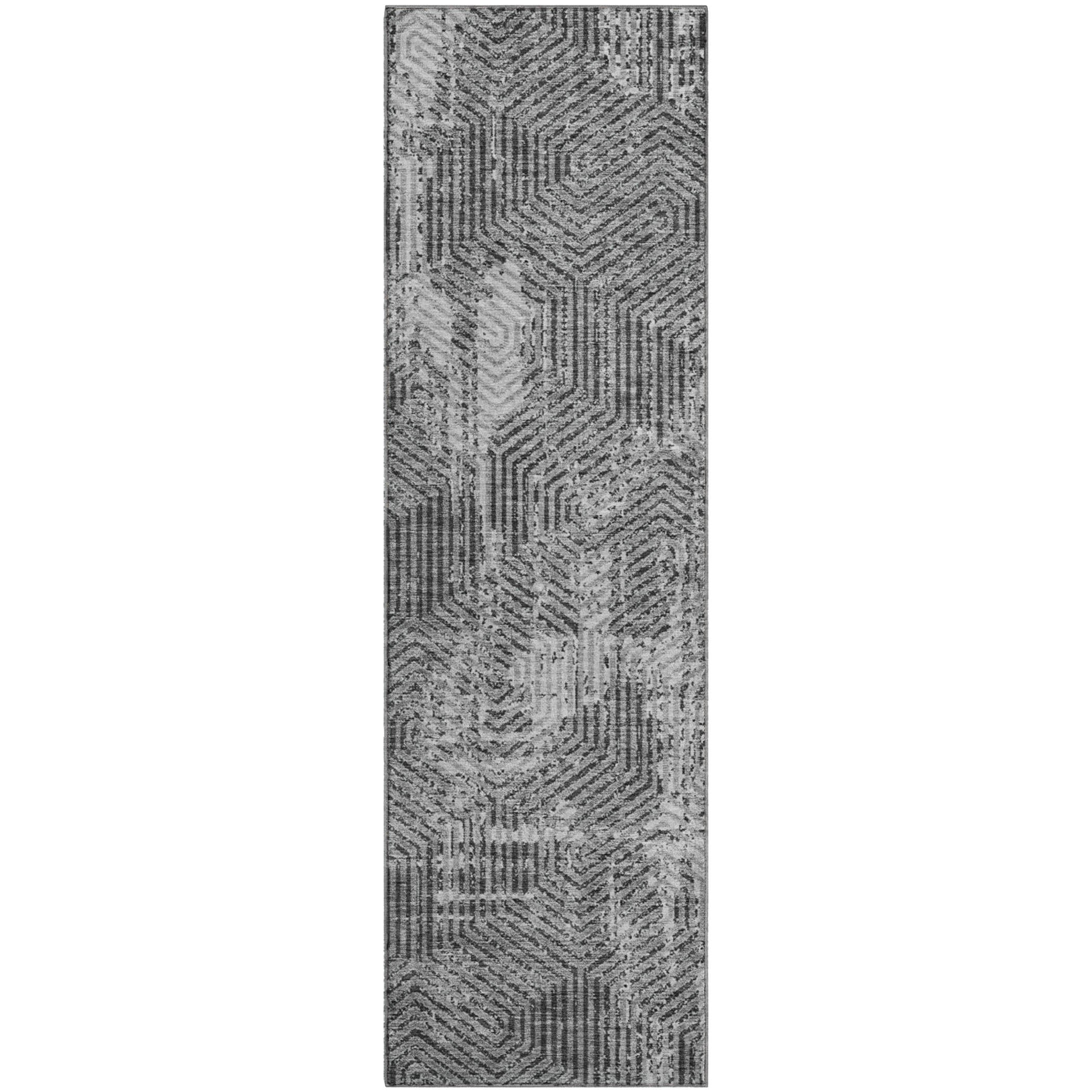 Bern Machine Washable Transitional Gray Rug 2'3" x 7'6" #shape_Runner