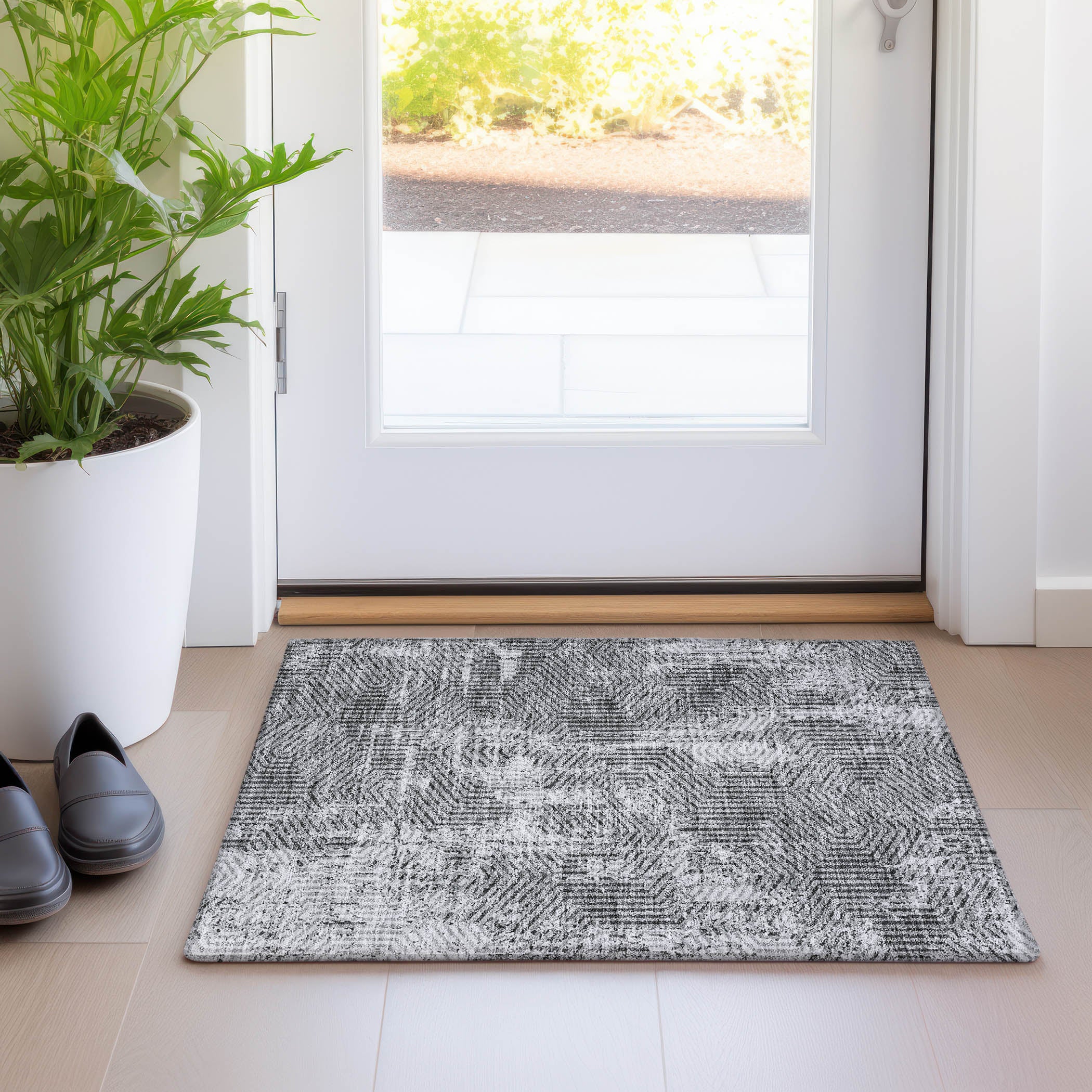 Bern Machine Washable Transitional Gray Rug 1'8" x 2'6" #shape_Rectangle