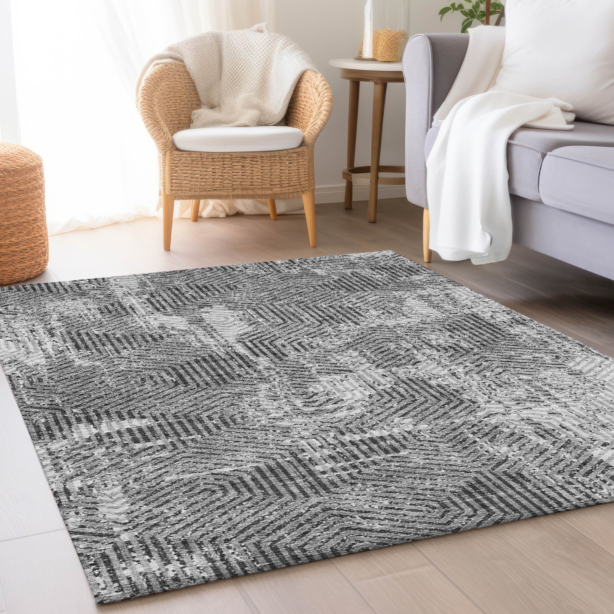 Bern Machine Washable Transitional Gray Rug 2'6" x 3'10" #shape_Rectangle