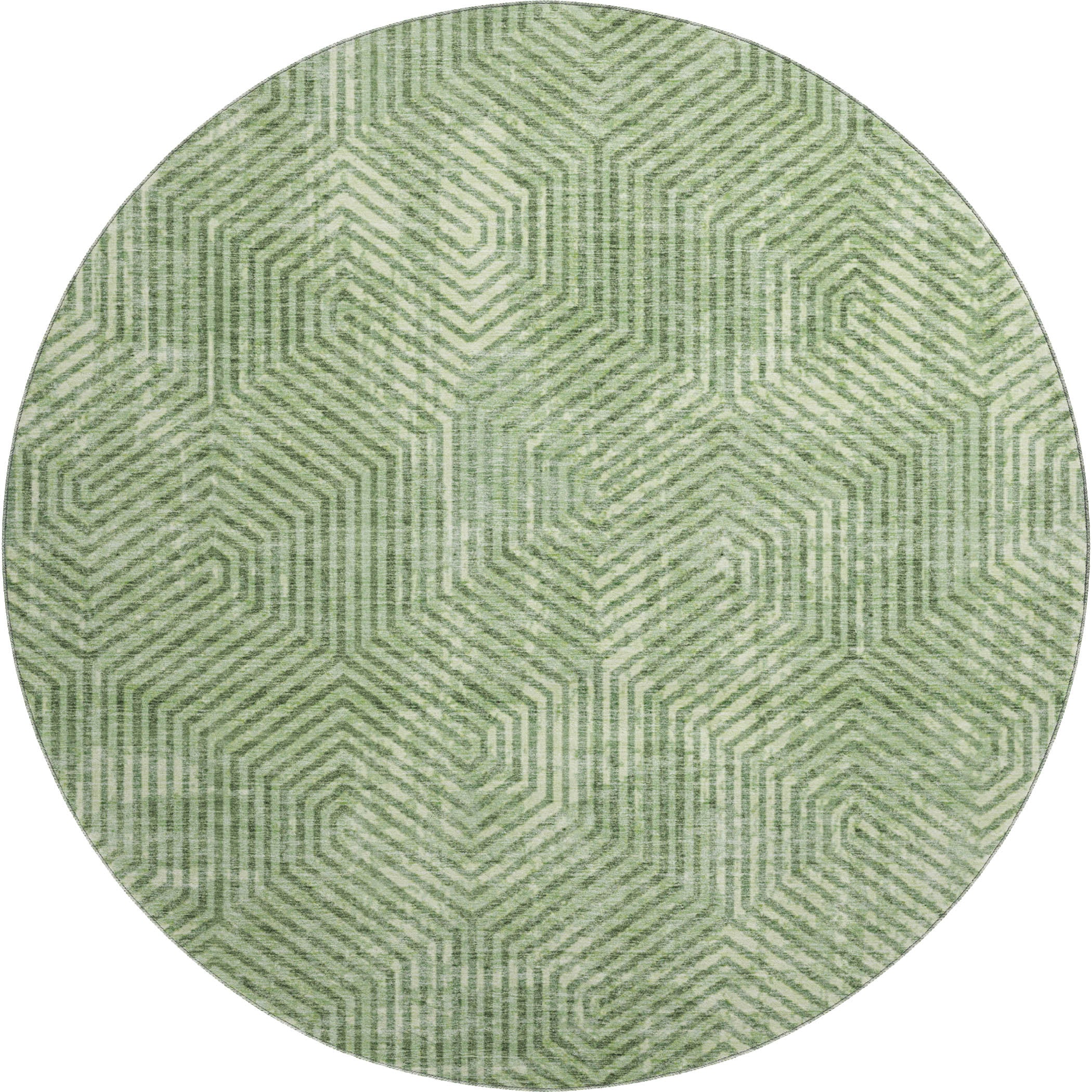 Bern Machine Washable Transitional Green Rug 8' x 8' #shape_Round