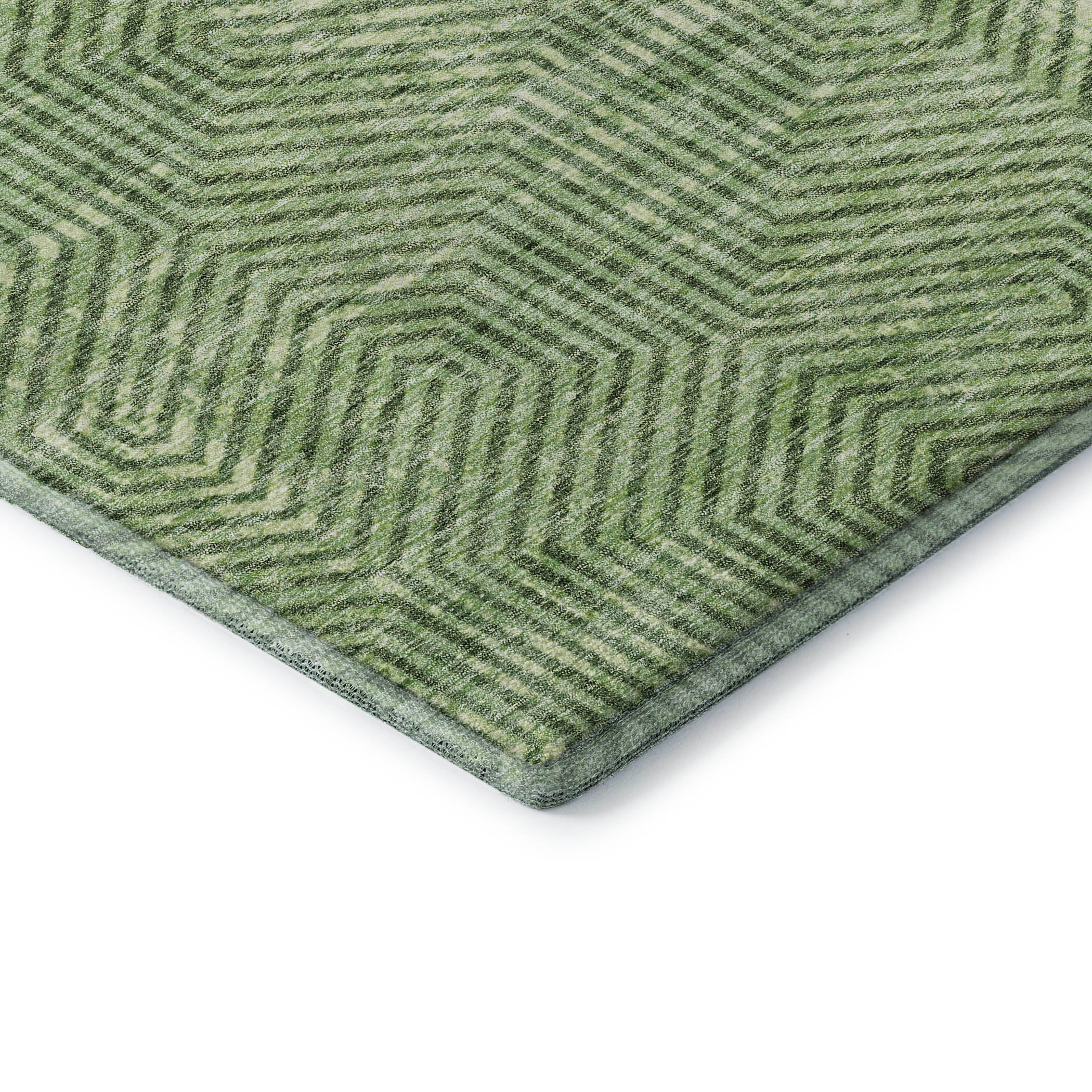 Bern Machine Washable Transitional Green Rug 1'8" x 2'6" #shape_Rectangle