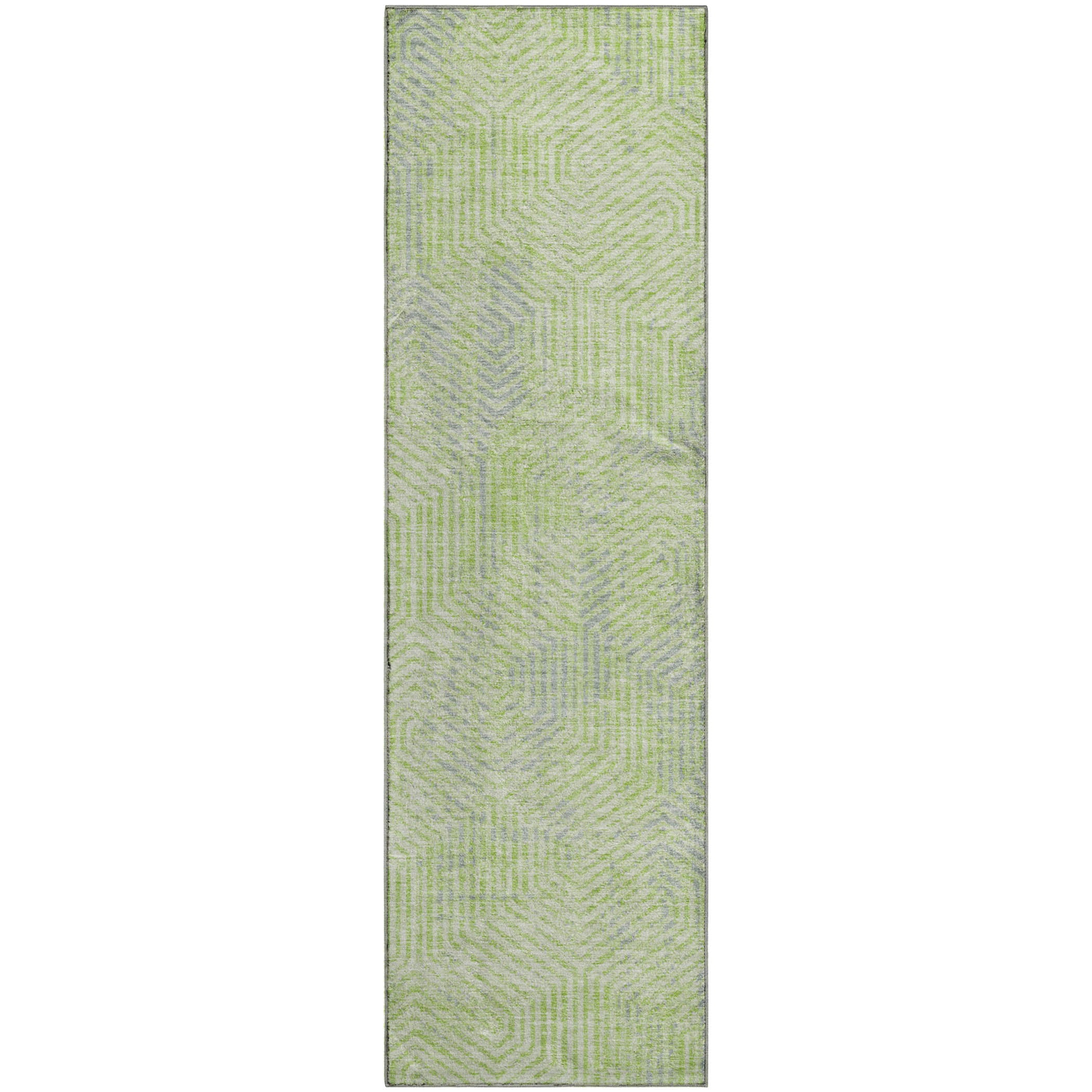 Bern Machine Washable Transitional Lime Green Rug 2'3" x 7'6" #shape_Runner