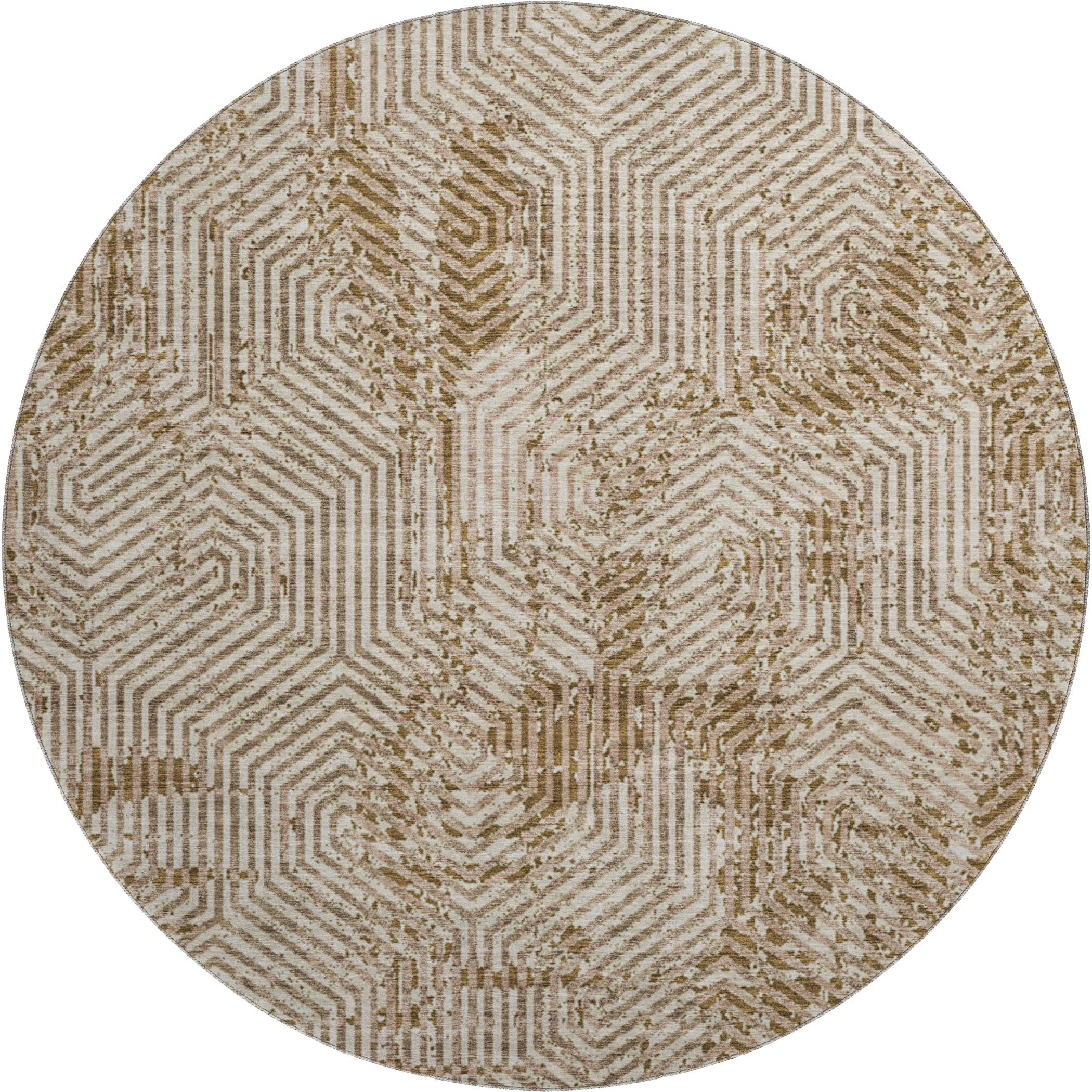 Bern Machine Washable Transitional Mocha Brown Rug 8' x 8' #shape_Round