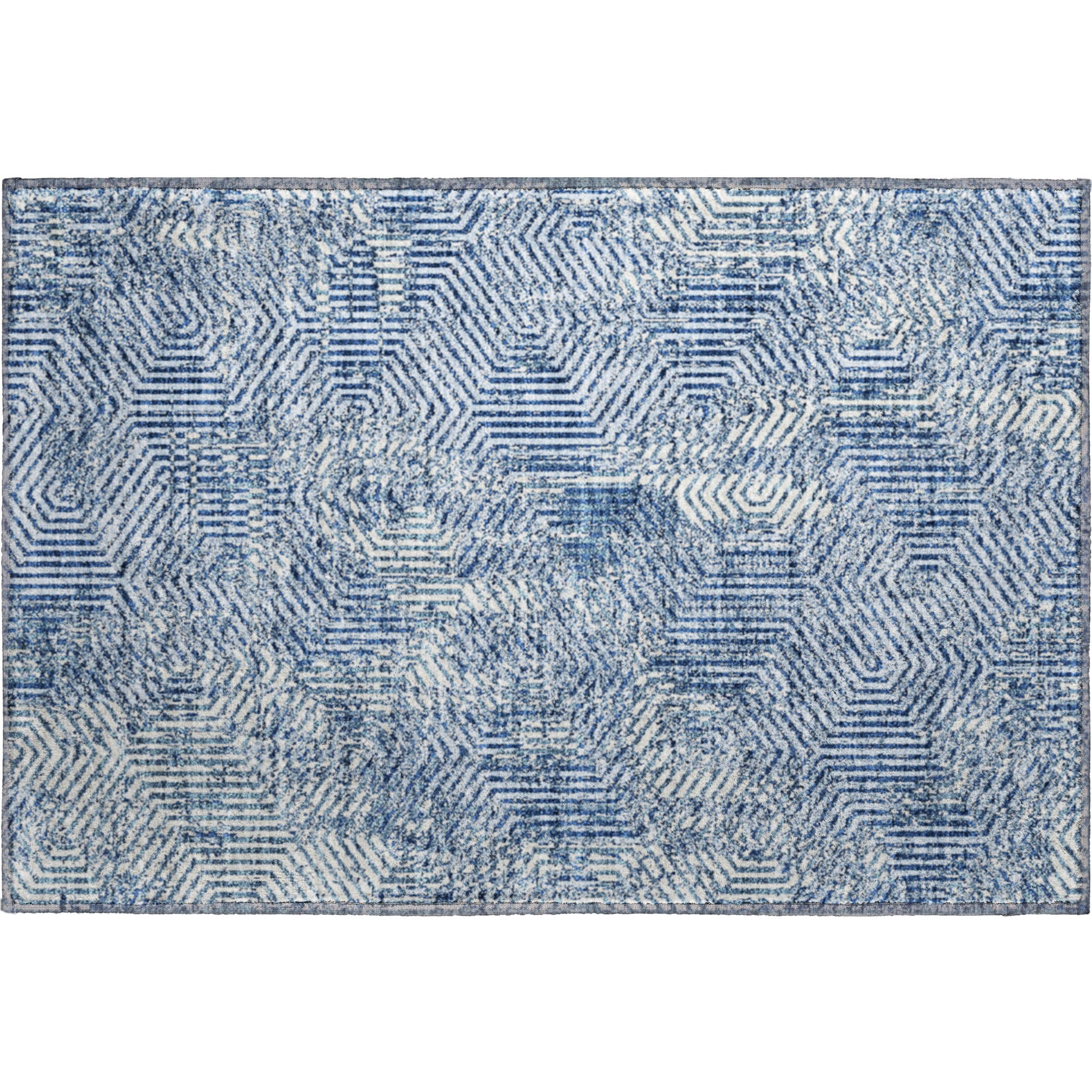 Bern Machine Washable Transitional Navy Blue Rug 1'8" x 2'6" #shape_Rectangle