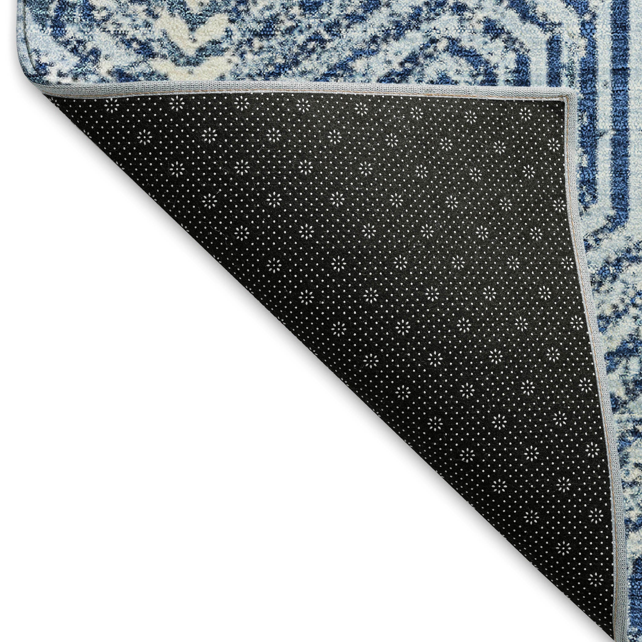 Bern Machine Washable Transitional Navy Blue Rug 1'8" x 2'6" #shape_Rectangle