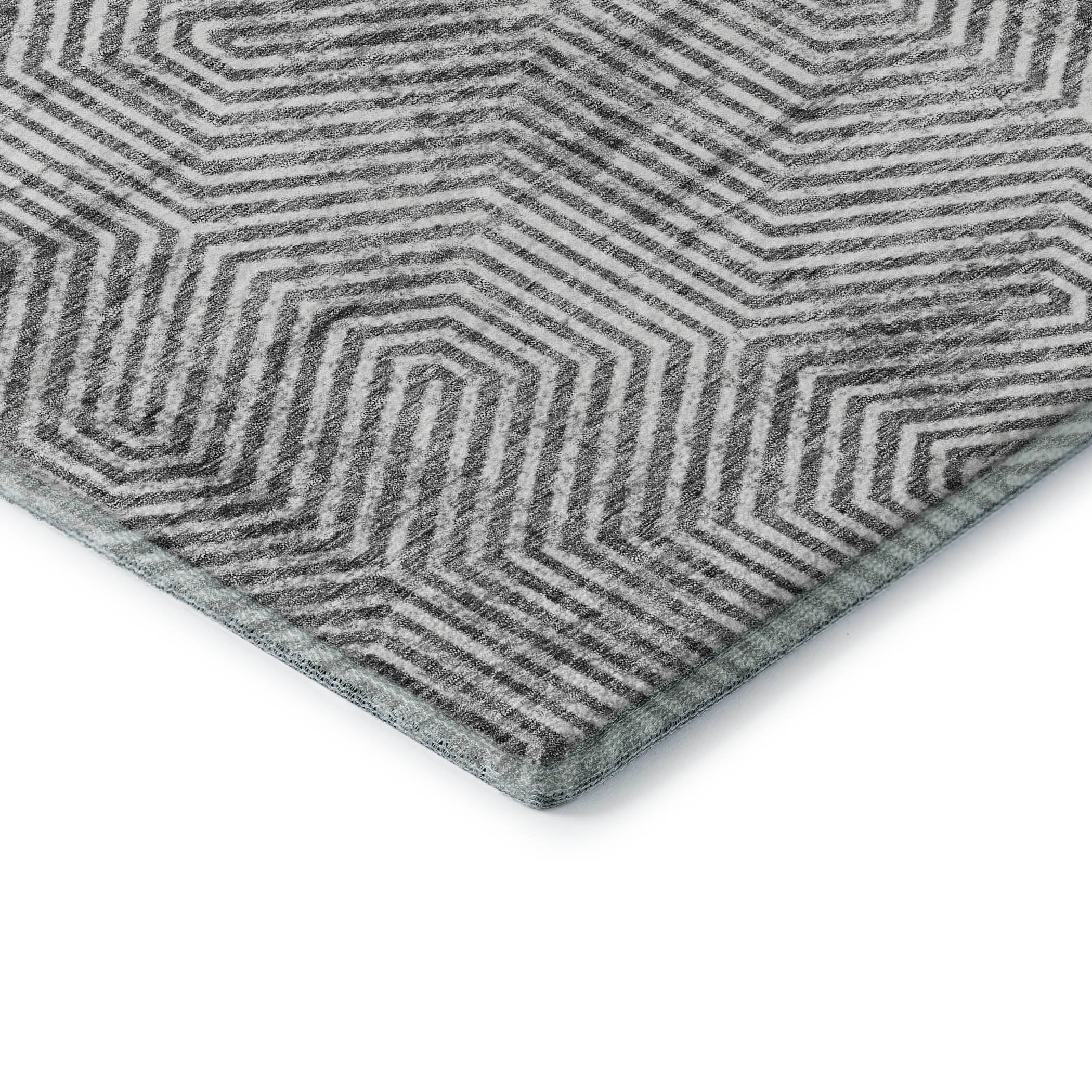 Bern Machine Washable Transitional Silver Gray Rug 1'8" x 2'6" #shape_Rectangle