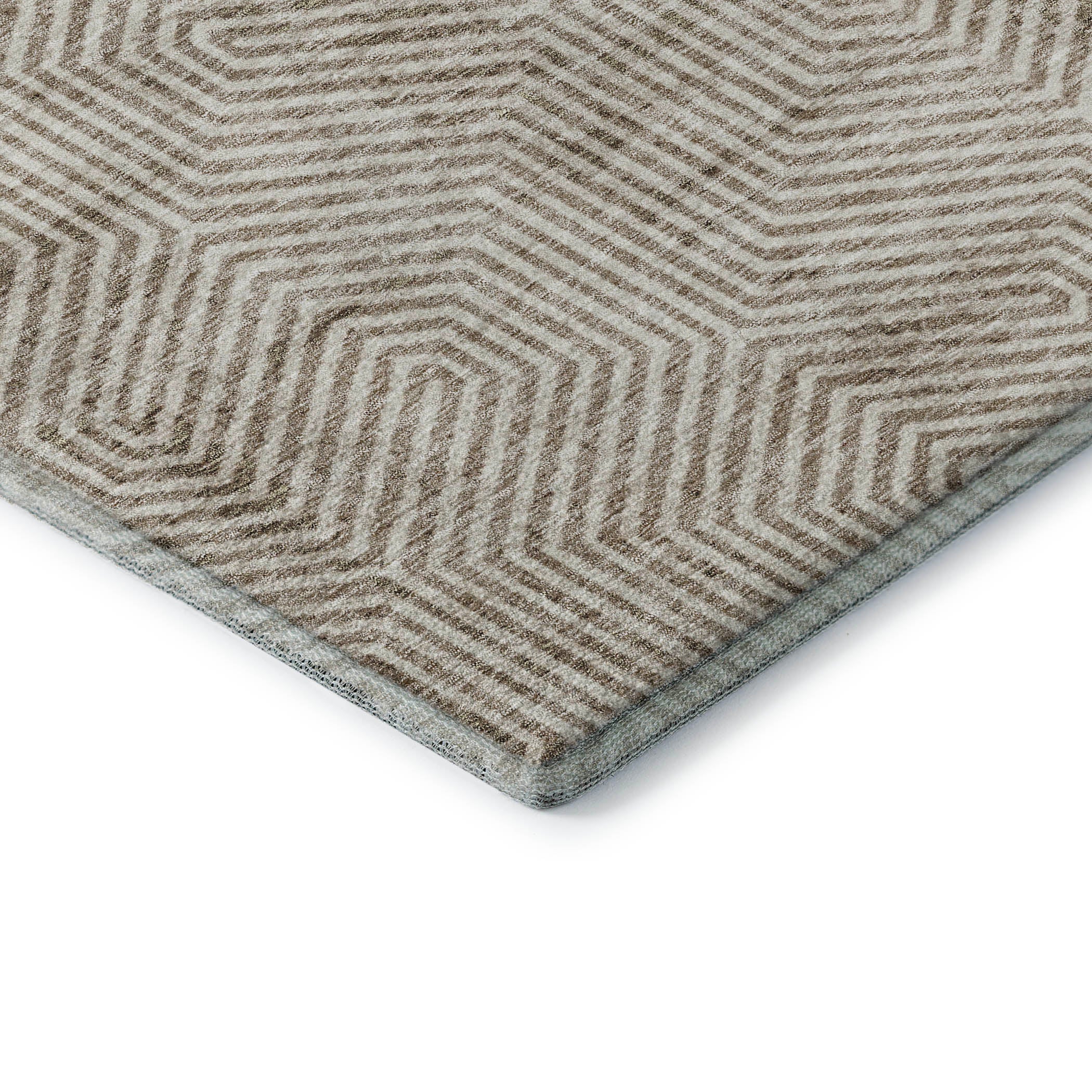 Bern Machine Washable Transitional Taupe Brown Rug 1'8" x 2'6" #shape_Rectangle