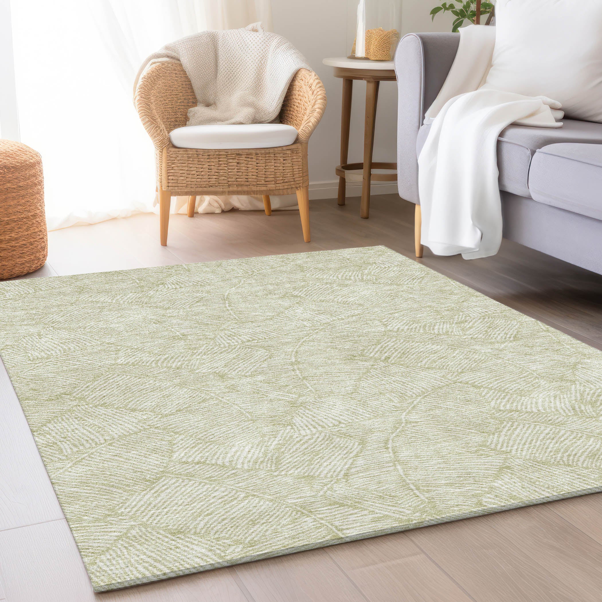 Dubrovnik Machine Washable Transitional Aloe Green Rug 2'6" x 3'10" #shape_Rectangle