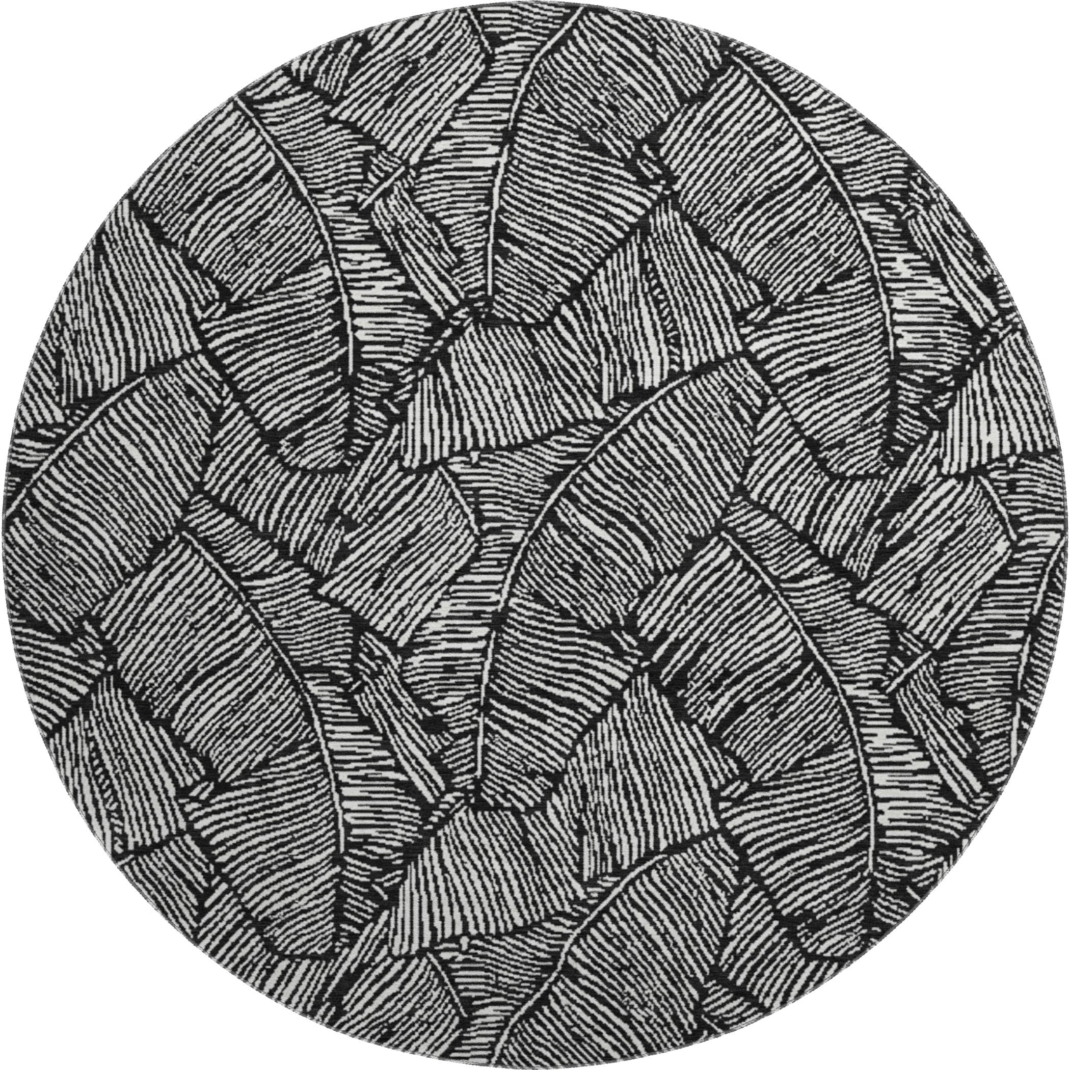 Dubrovnik Machine Washable Transitional Black Rug 8' x 8' #shape_Round