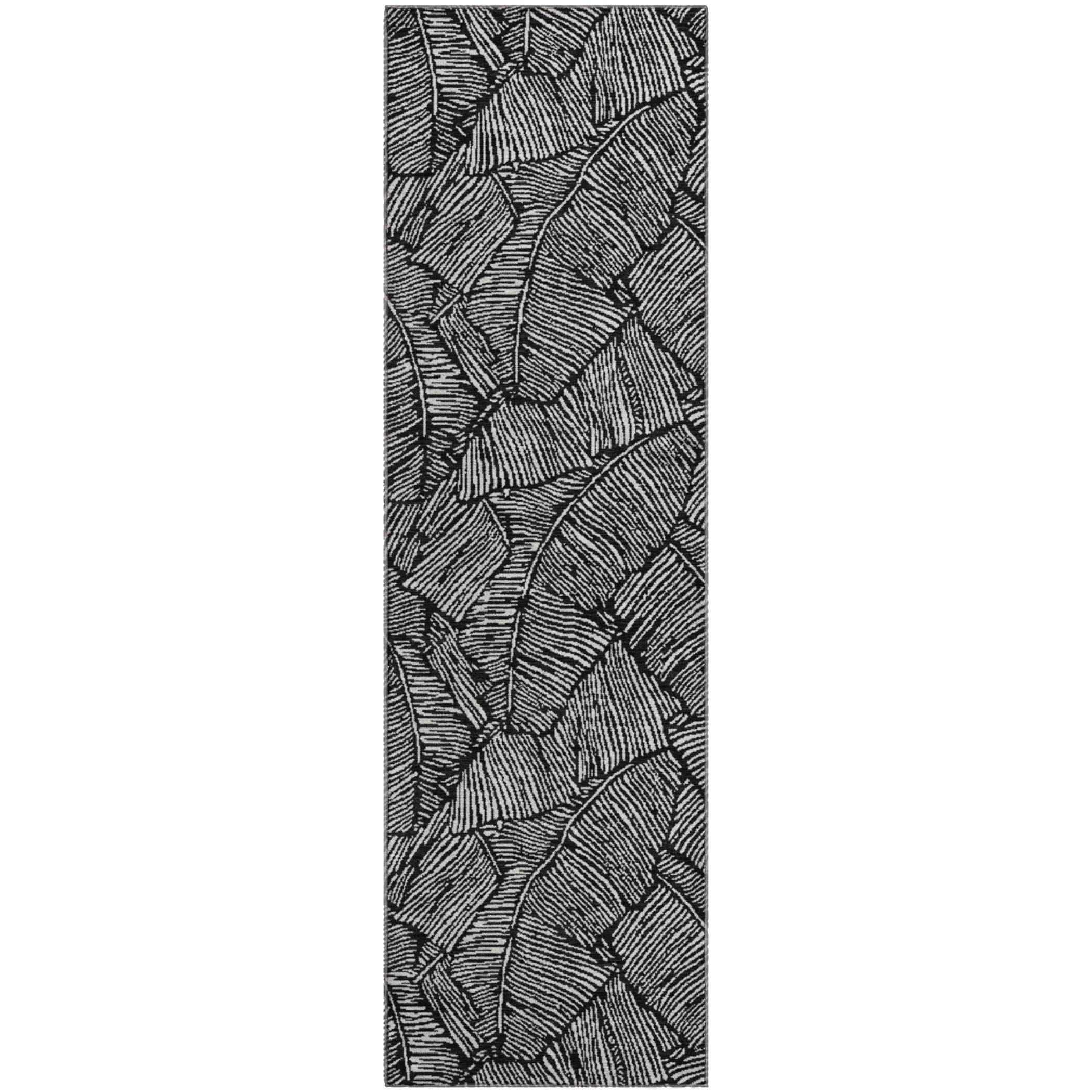 Dubrovnik Machine Washable Transitional Black Rug 2'3" x 7'6" #shape_Runner