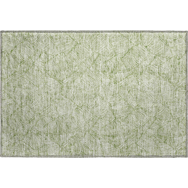 Dubrovnik Machine Washable Transitional Green Rug 1'8" x 2'6"