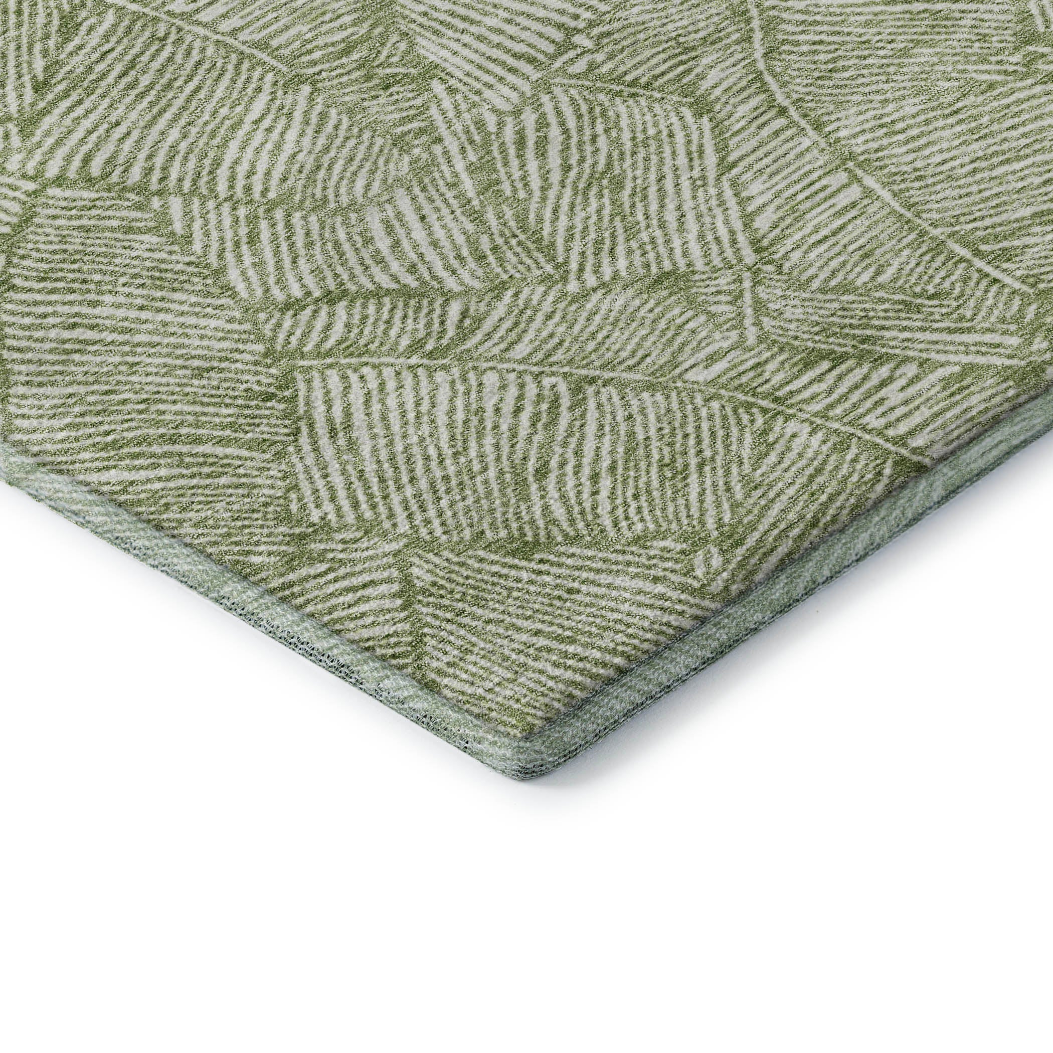 Dubrovnik Machine Washable Transitional Green Rug 1'8" x 2'6" #shape_Rectangle