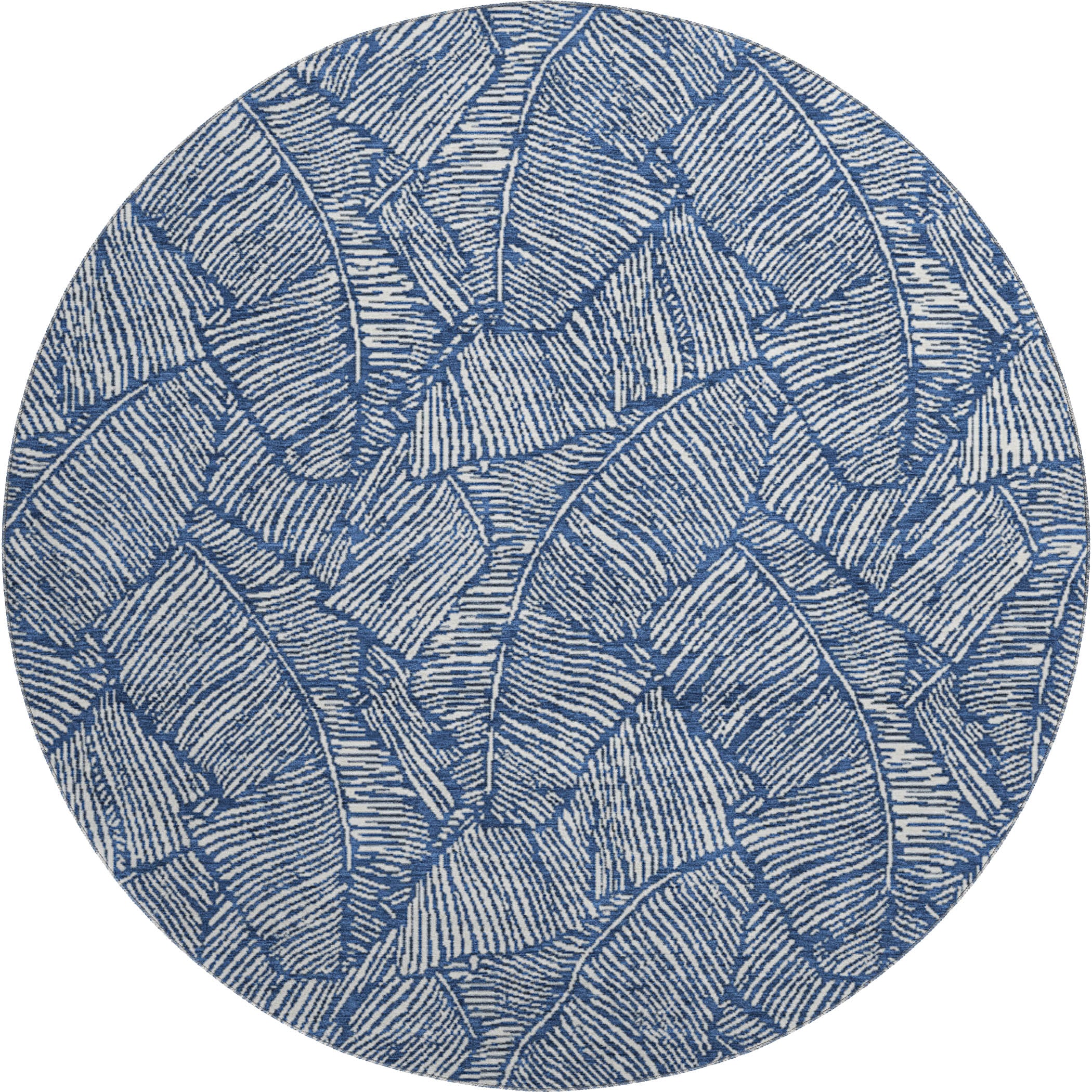 Dubrovnik Machine Washable Transitional Navy Blue Rug 8' x 8' #shape_Round